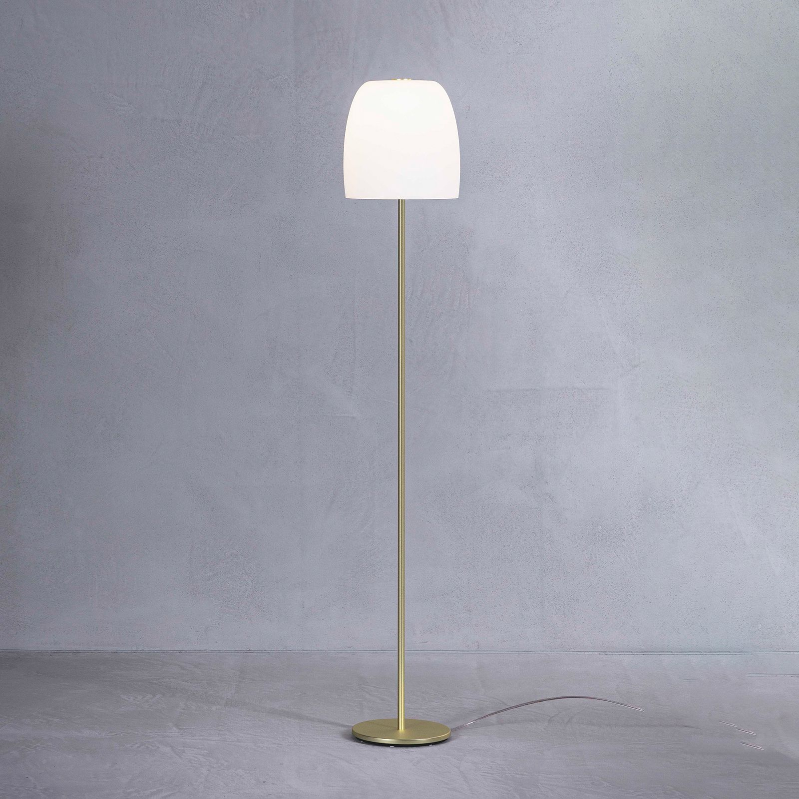 Prandina Notte F1 floor lamp, brass/white