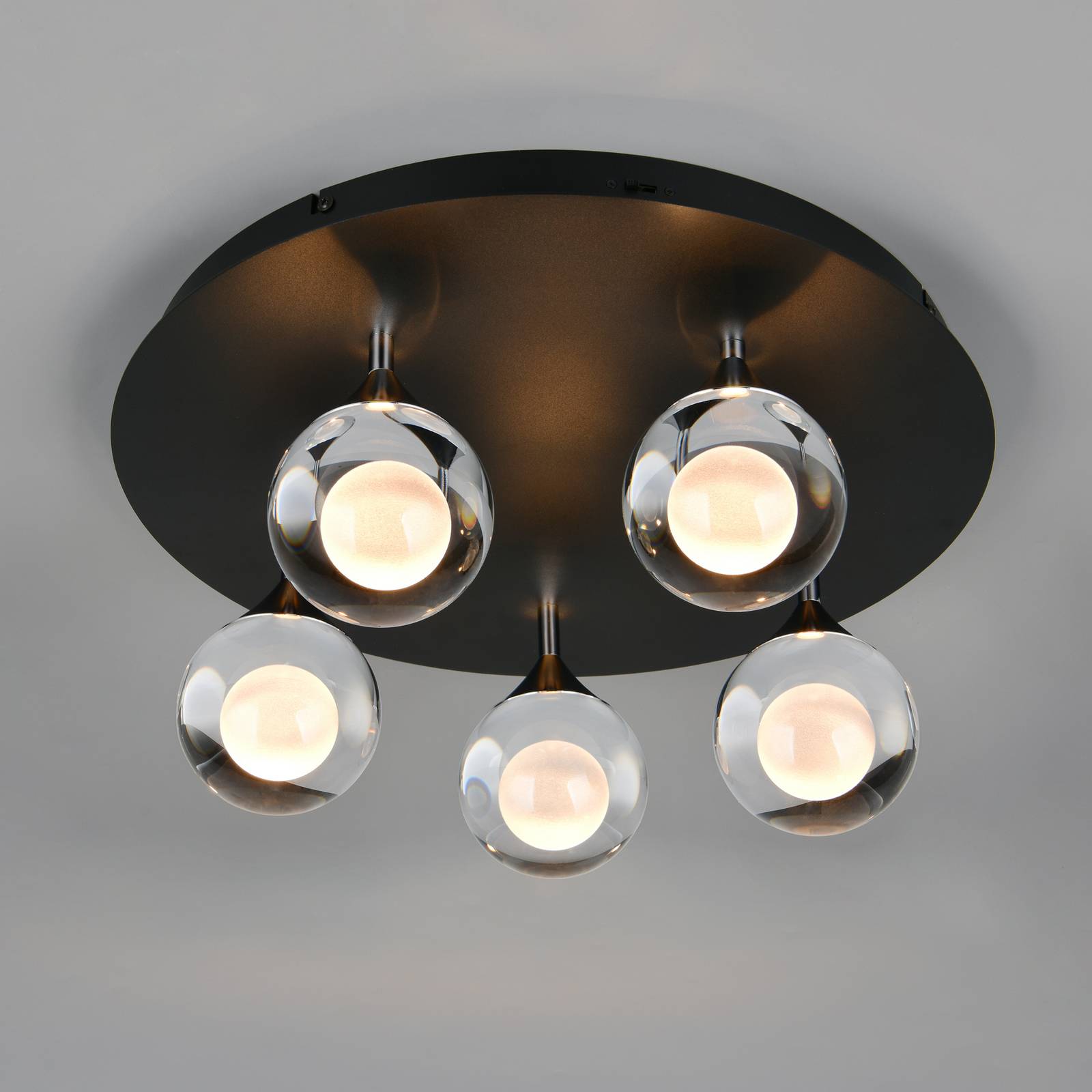Trio Lighting LED plafondlamp Calista, chroom Ø 43 cm metaal/glas 5-lamps