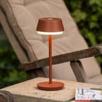 Lampe à poser LED rechargeable Lyon, terracotta, IP54, variateur