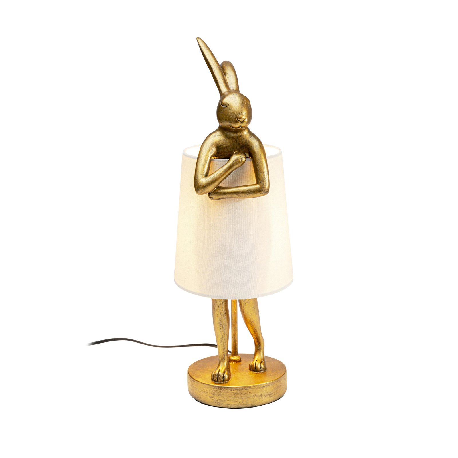 KARE Animal Rabbit -pöytävalaisin, kulta/valkoinen, korkeus 50 cm
