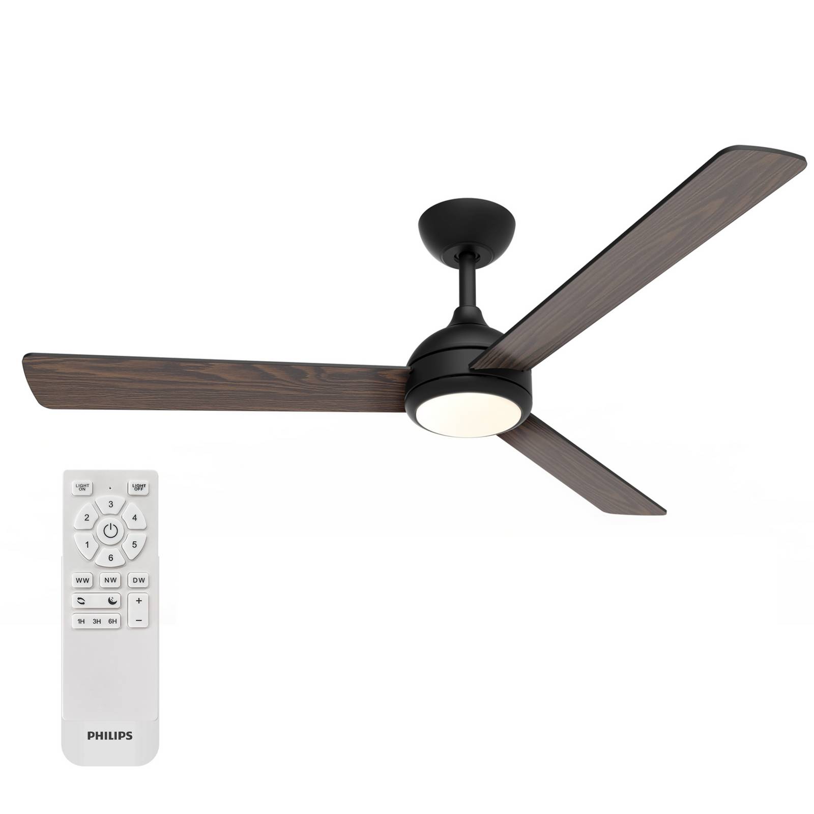 Philips LED-Deckenventilator Civx, schwarz/braun, DC, leise