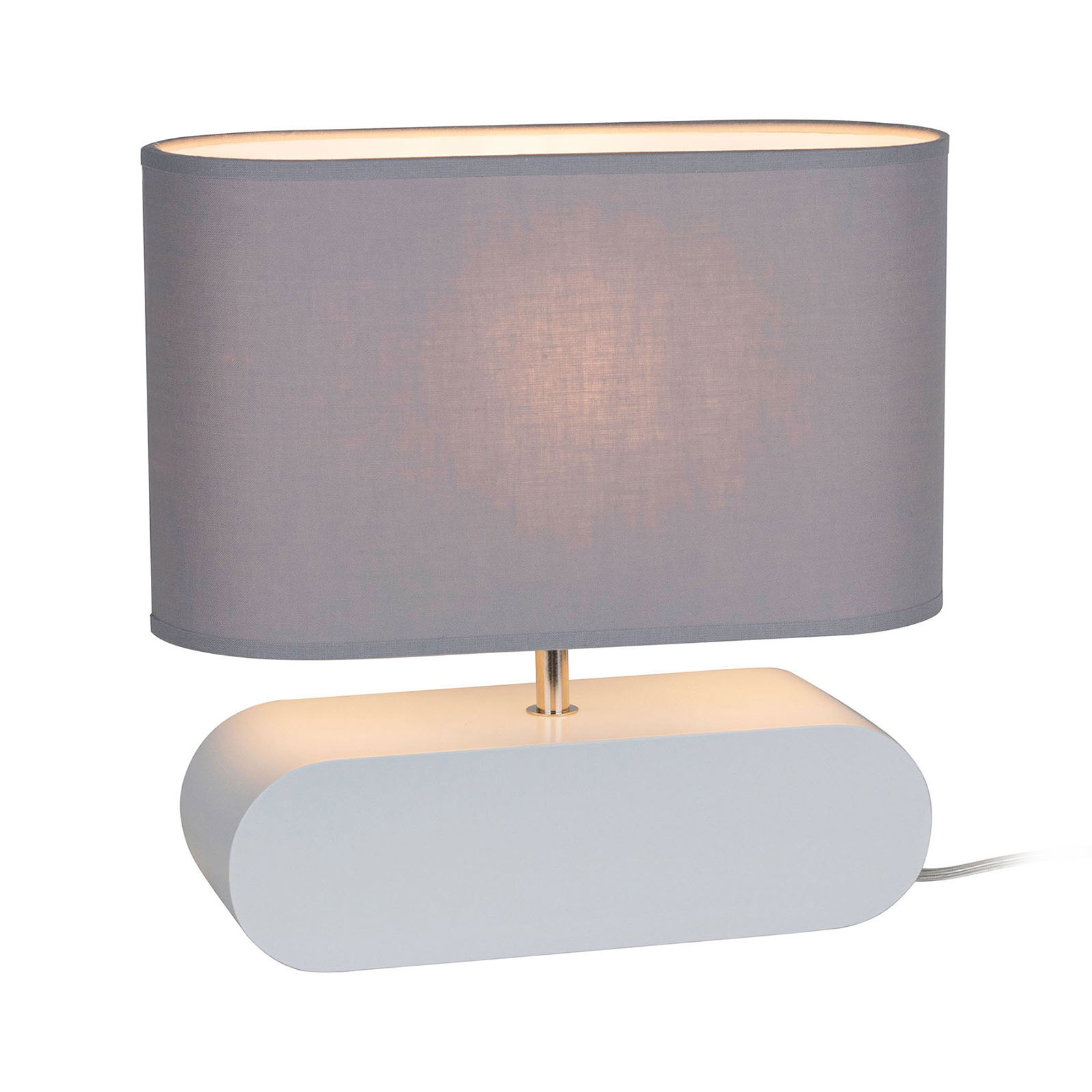 BRITOP Cassy table lamp, white base grey fabric lampshade, for Living / Dining Room, fabric, beech wood, E27, 60 W, energy efficiency: A++, L: 27 cm, W: 10 cm, H: 31 cm