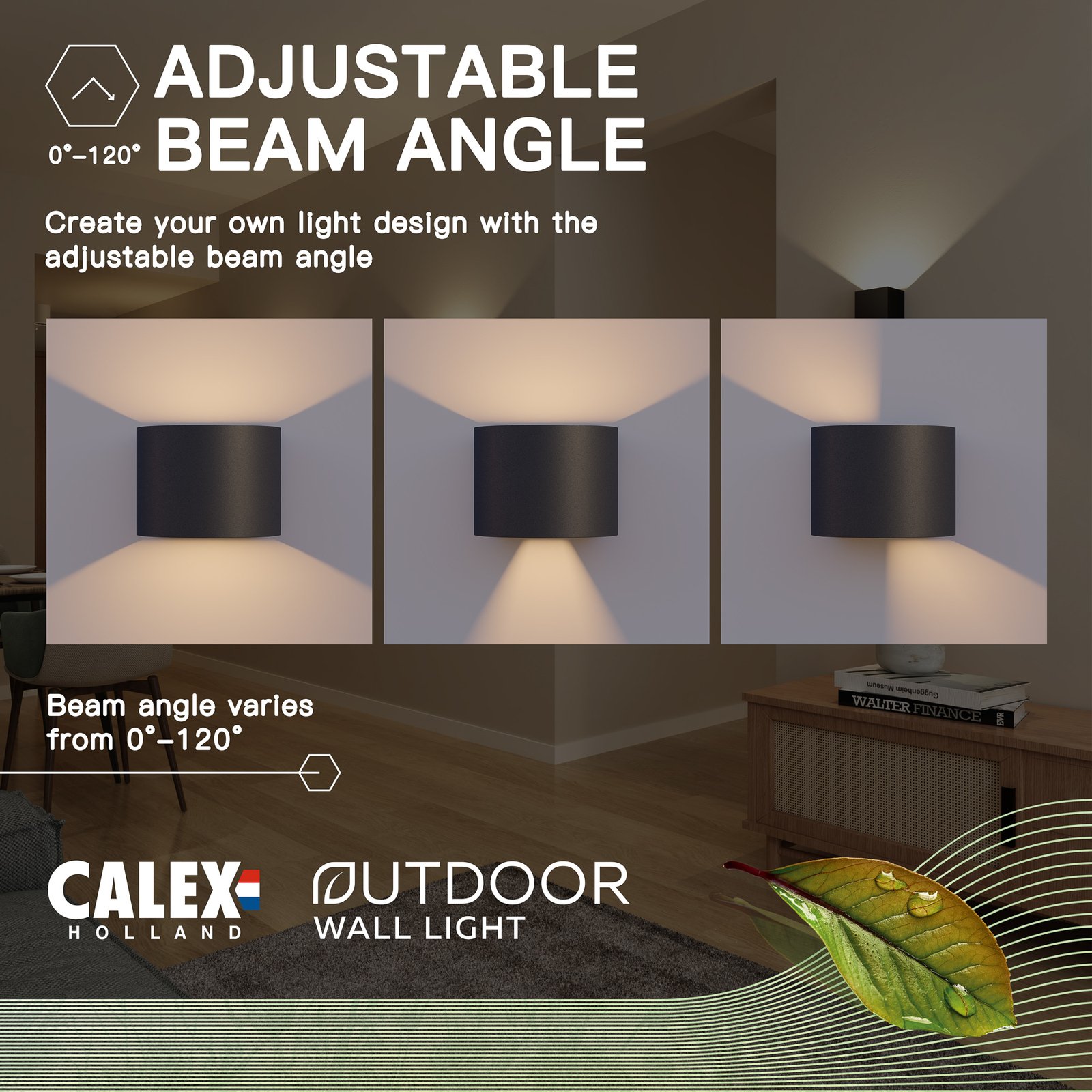 Calex LED kültéri fali lámpa ovális, fel/le, magasság 10 cm, fekete