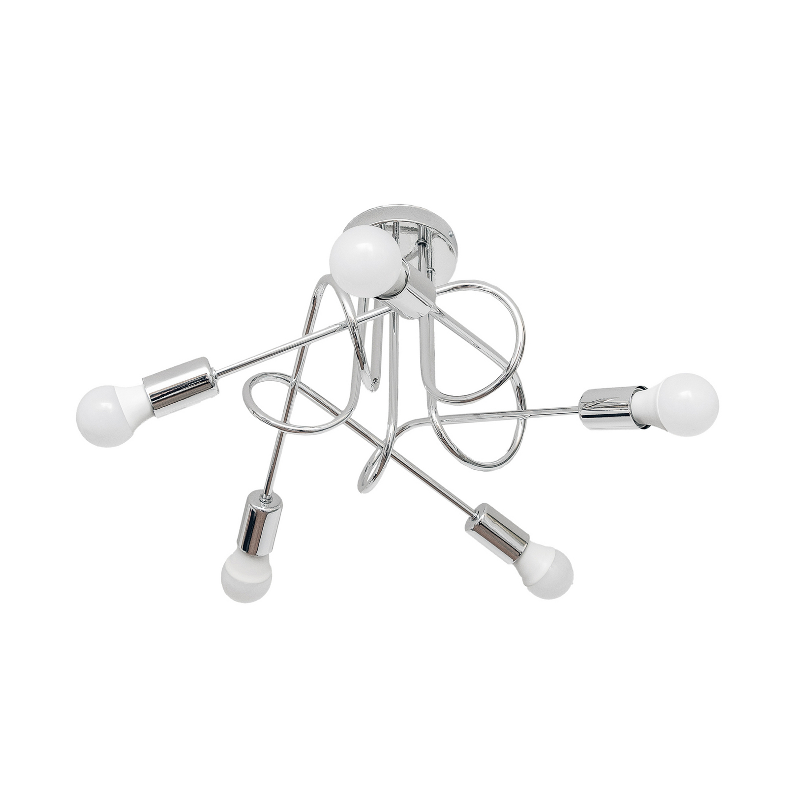 Plafonnier Oxford, chrome, à 5 lampes, Ø 47 cm, métal