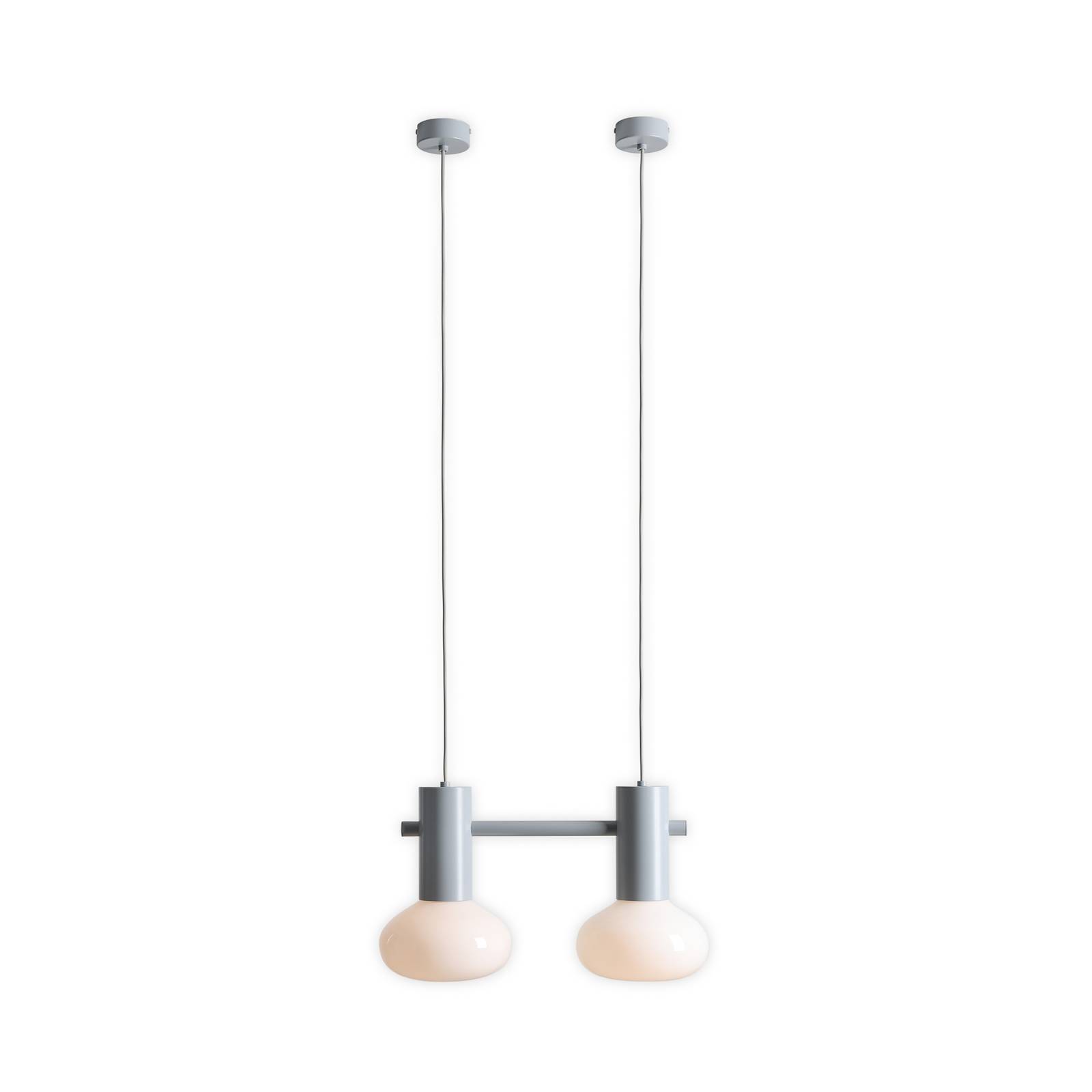 Hängeleuchte Flo, grau, 2-flammig, Glas