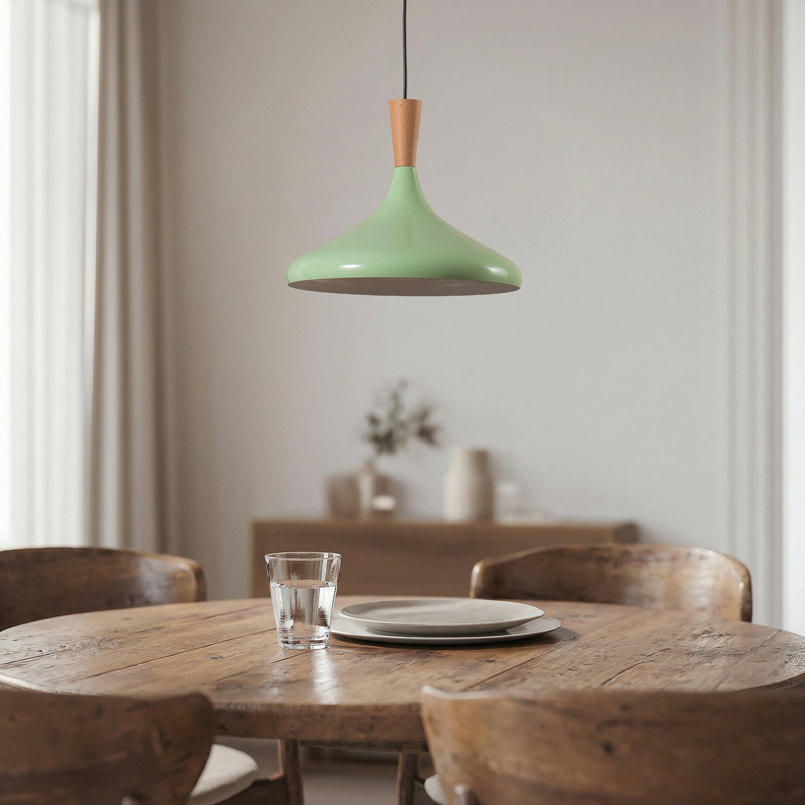 Candeeiro suspenso Chris, verde menta/branco, Ø 35 cm, metal