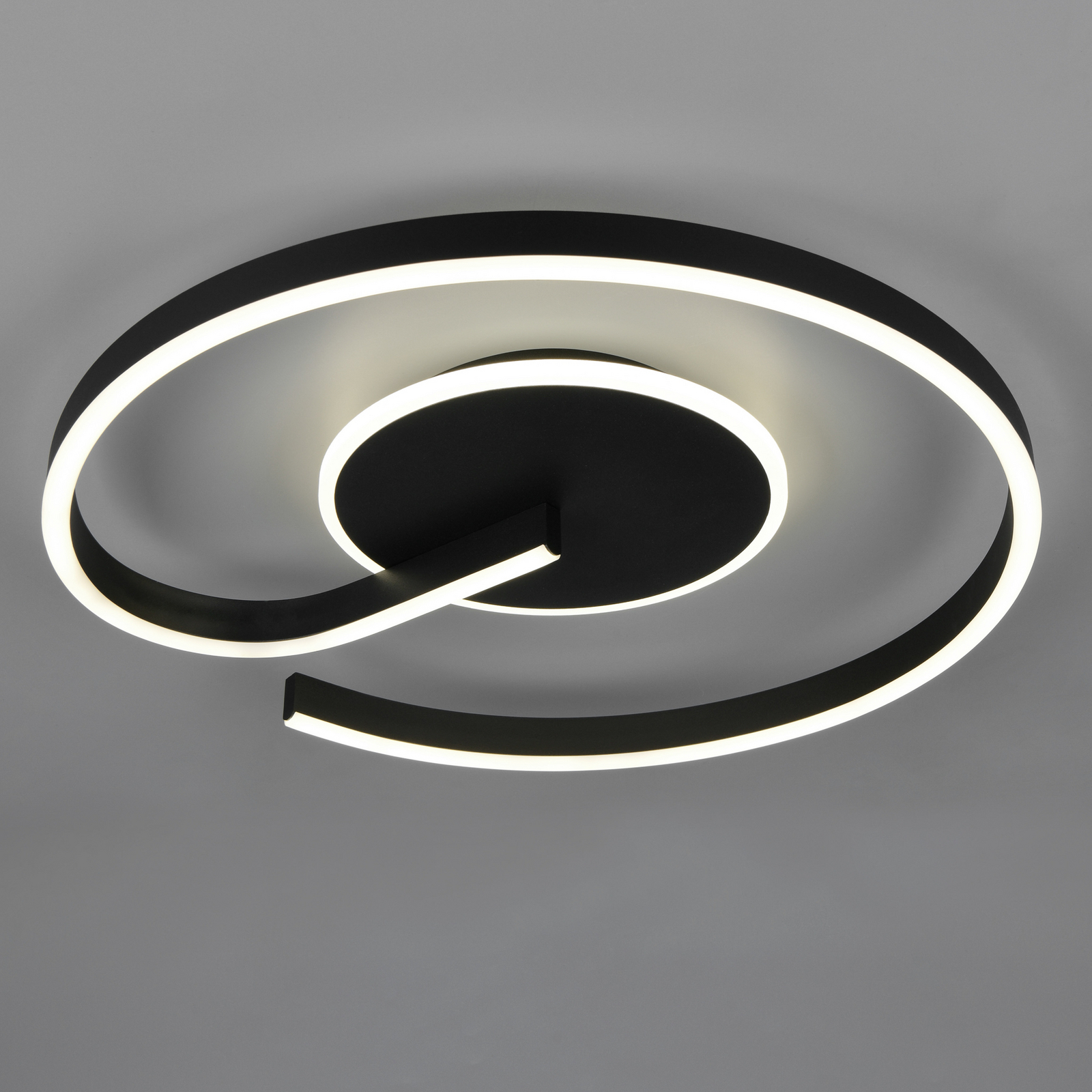 LED griestu lampa Calle, melna, Ø 50 cm, CCT, dimmerējama