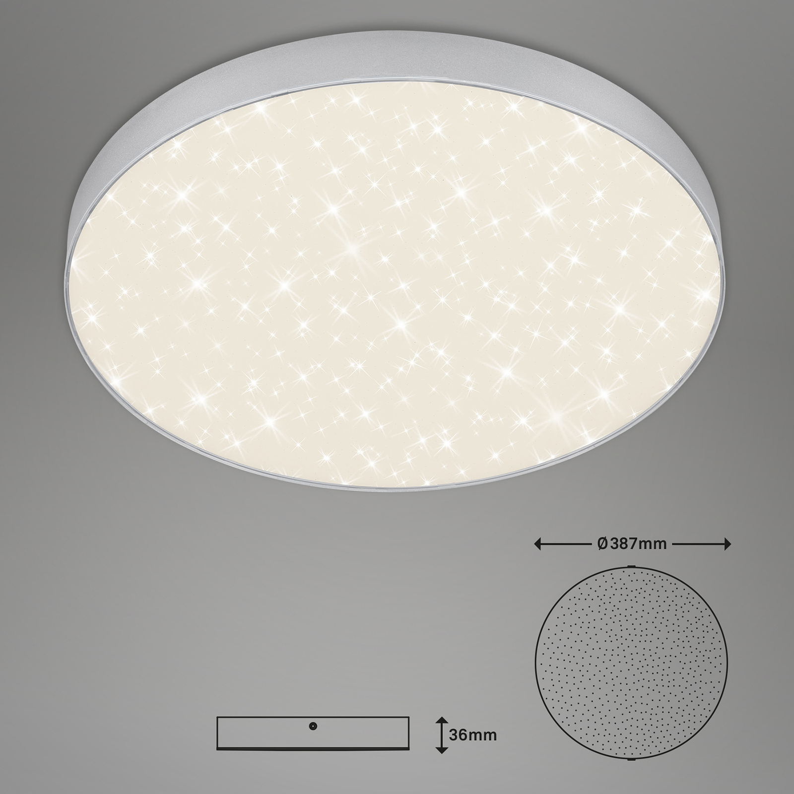 LED-Deckenlampe Flame Star, 840, Ø38,7 cm, silber
