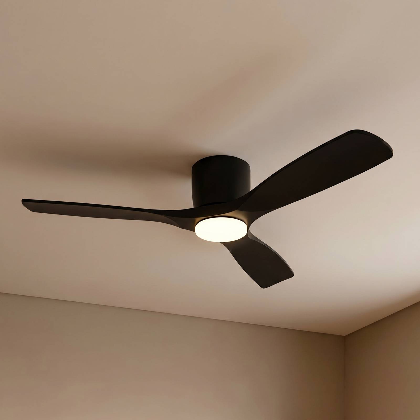 Ventilateur de plafond LED intelligent Lucande Moneno, noir, DC, Tuya