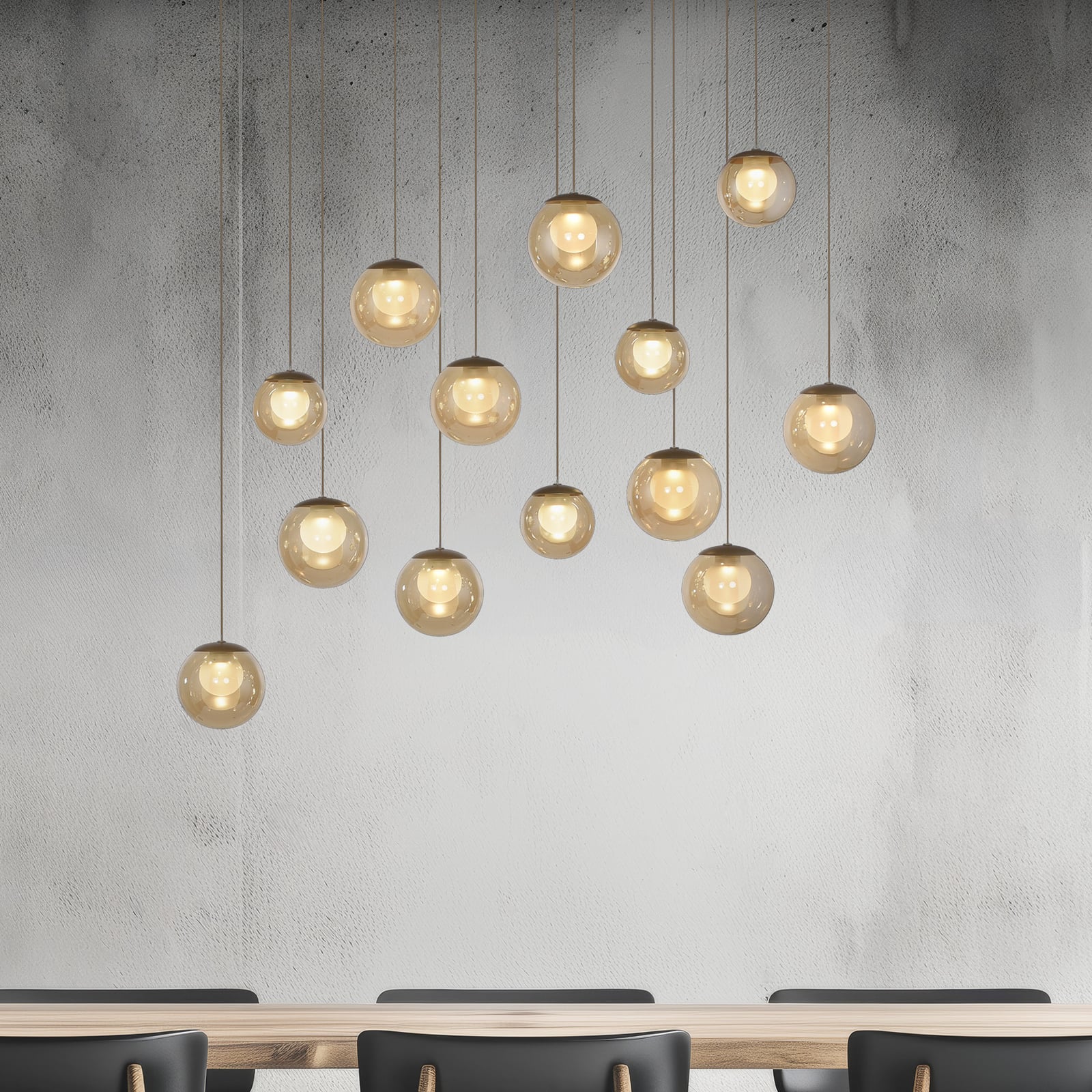 Popup LED-Hängelampe, bronze/amber, 100 cm 13-fl. - PURE Popup LED-Hängelampe, bronze/amber, 100 cm 13-fl. - PURE