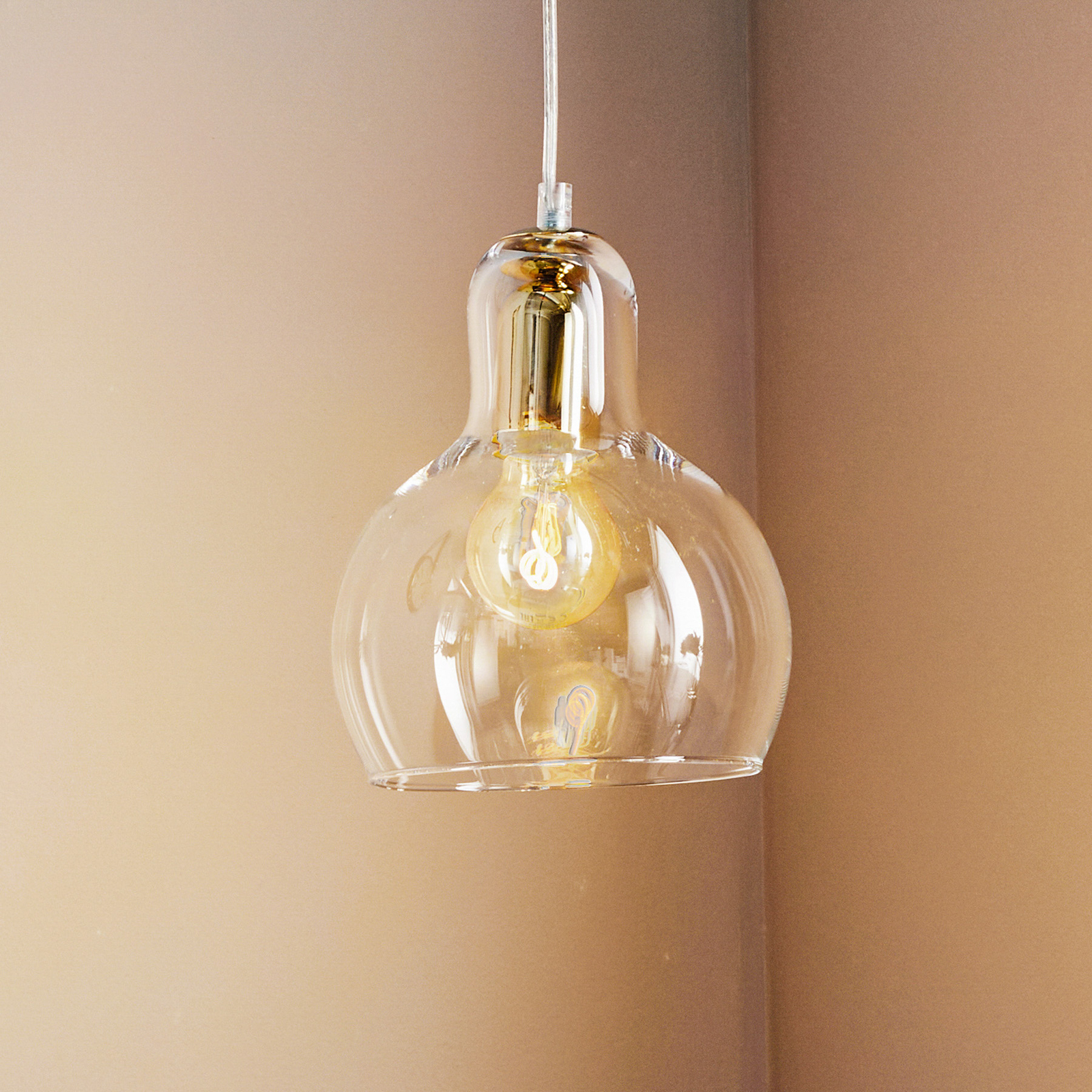 Mango hængelampe, transparent/guld