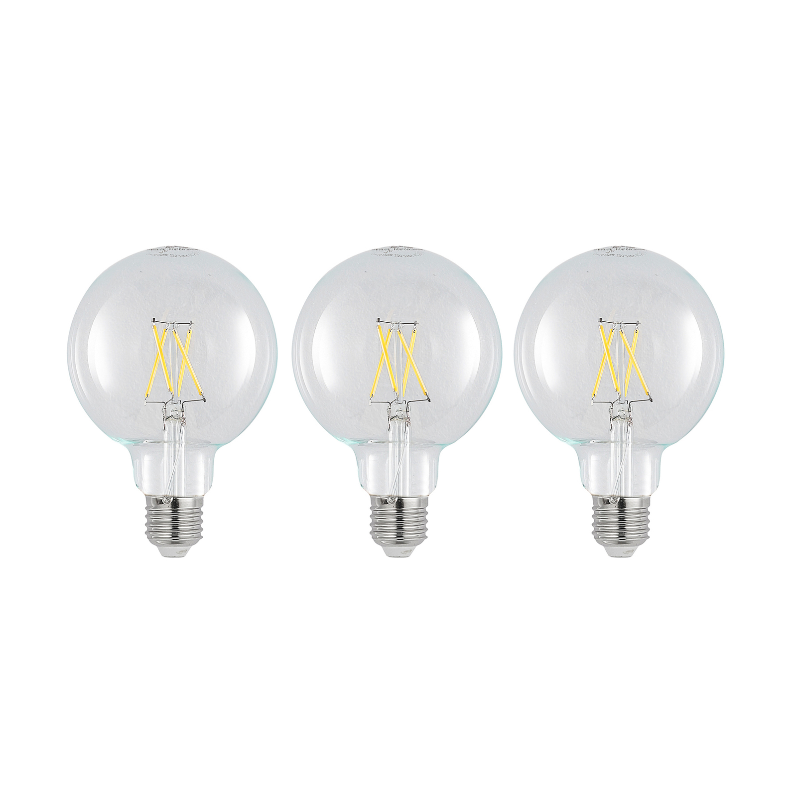 LED-lampa E27 4W 2 700 K G95 glob klar 3-pack
