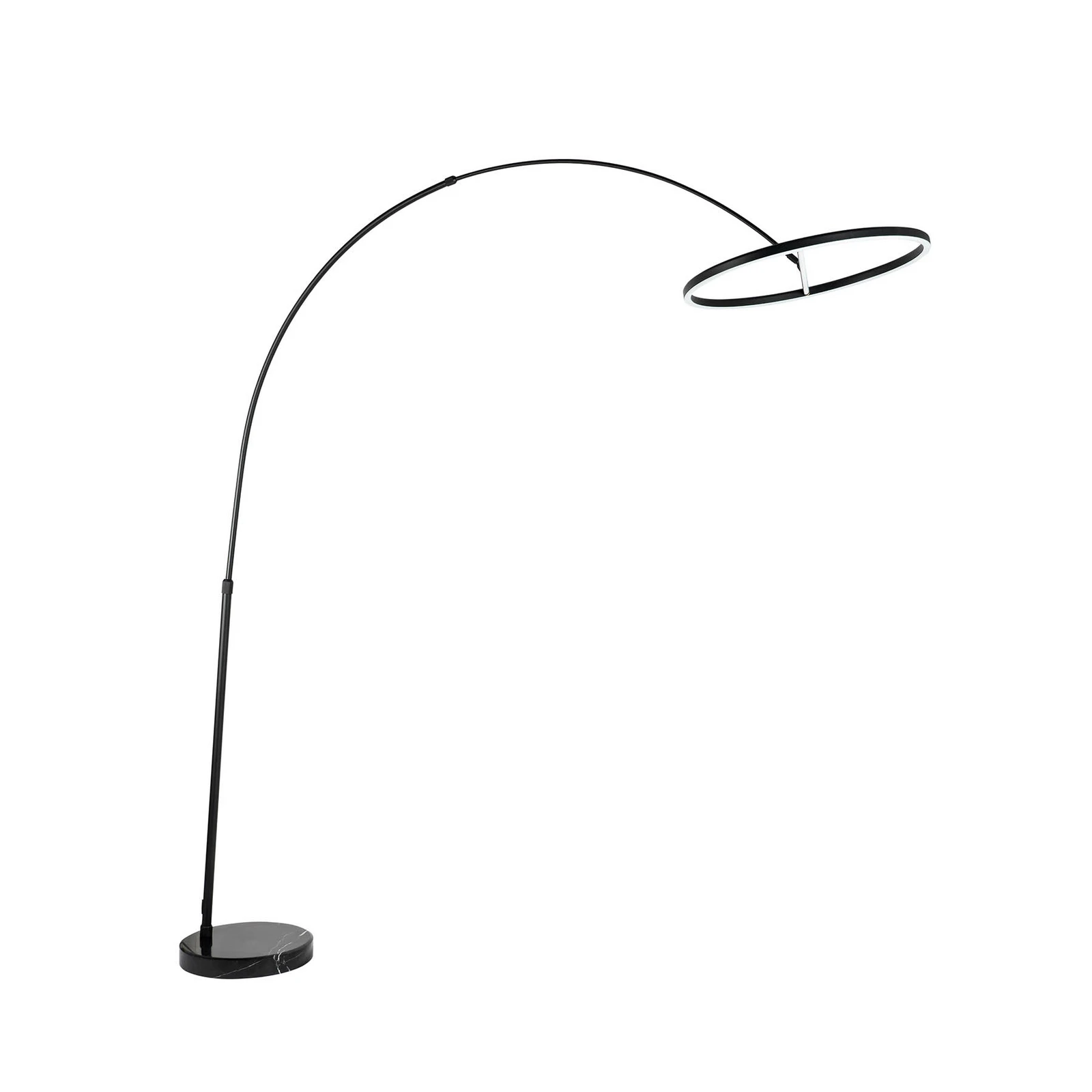 Lucande LED arc podna svjetiljka Virvera, okrugla, crna, metal