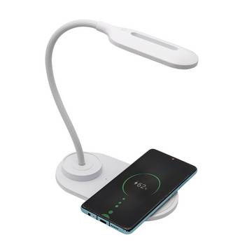 Denver LQI-55 LED-bordlampe, hvid, CCT, USB, QI