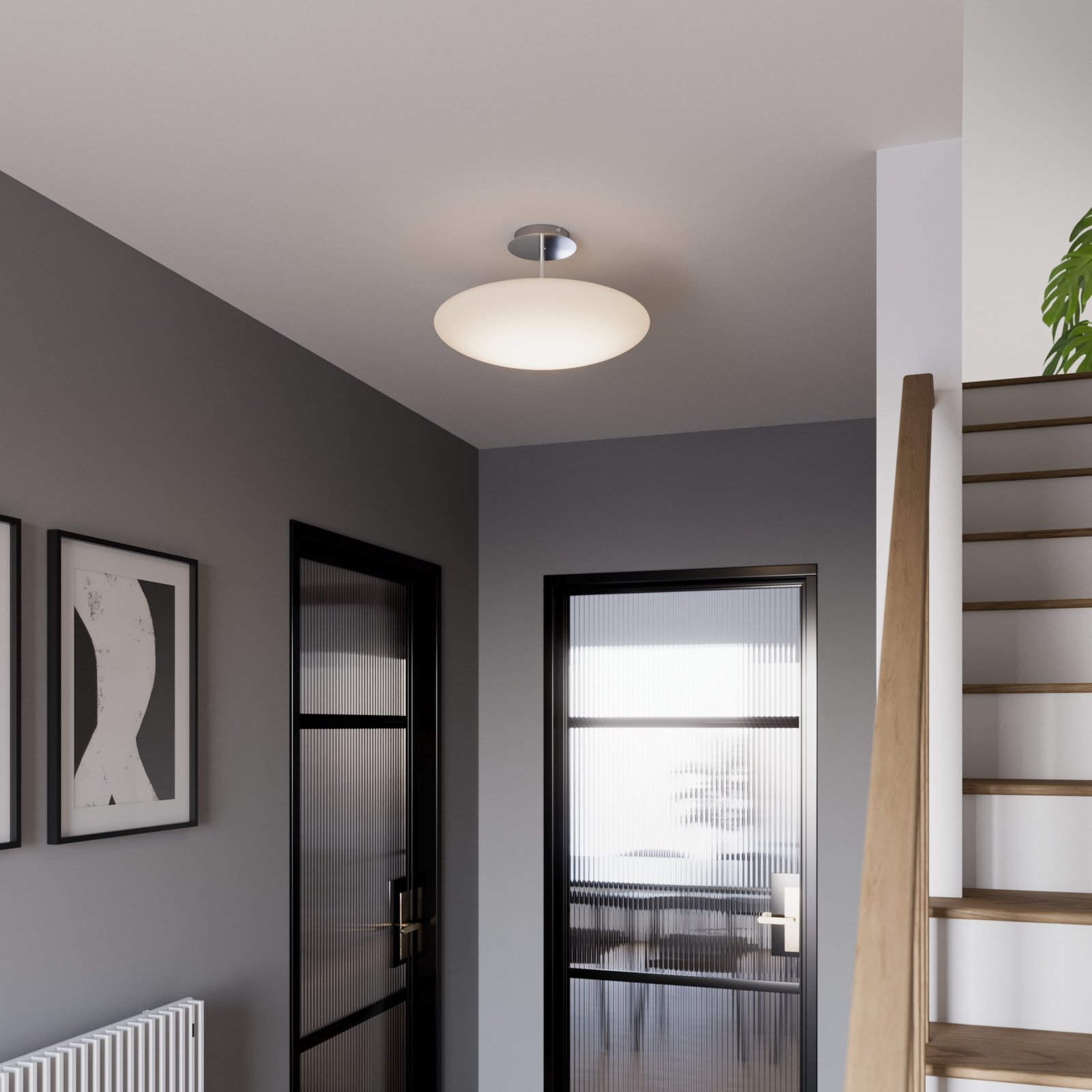 Gunda Plafondlamp Opal/Nickel/Chrome - Lindby