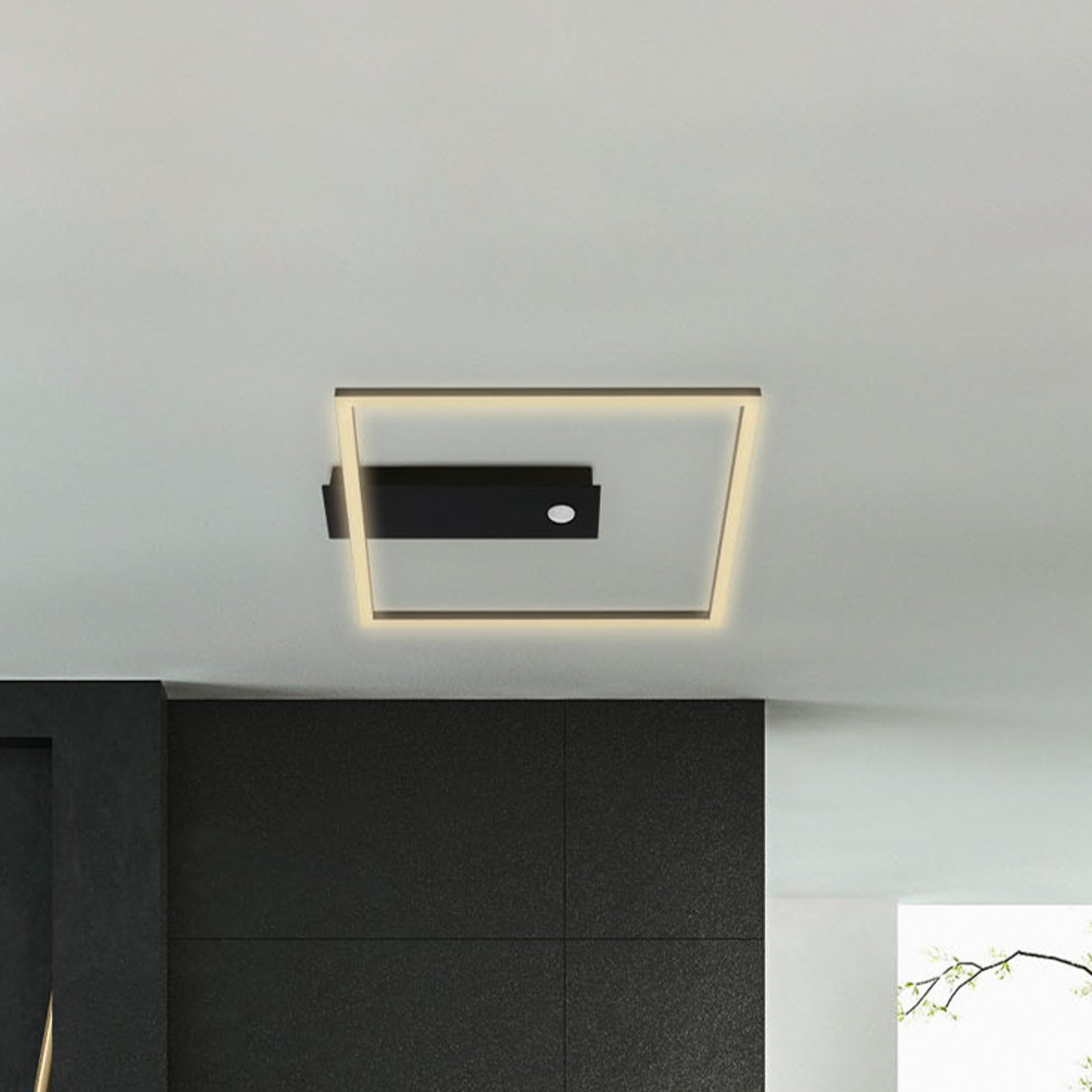 Nici LED sensor ceiling light square black
