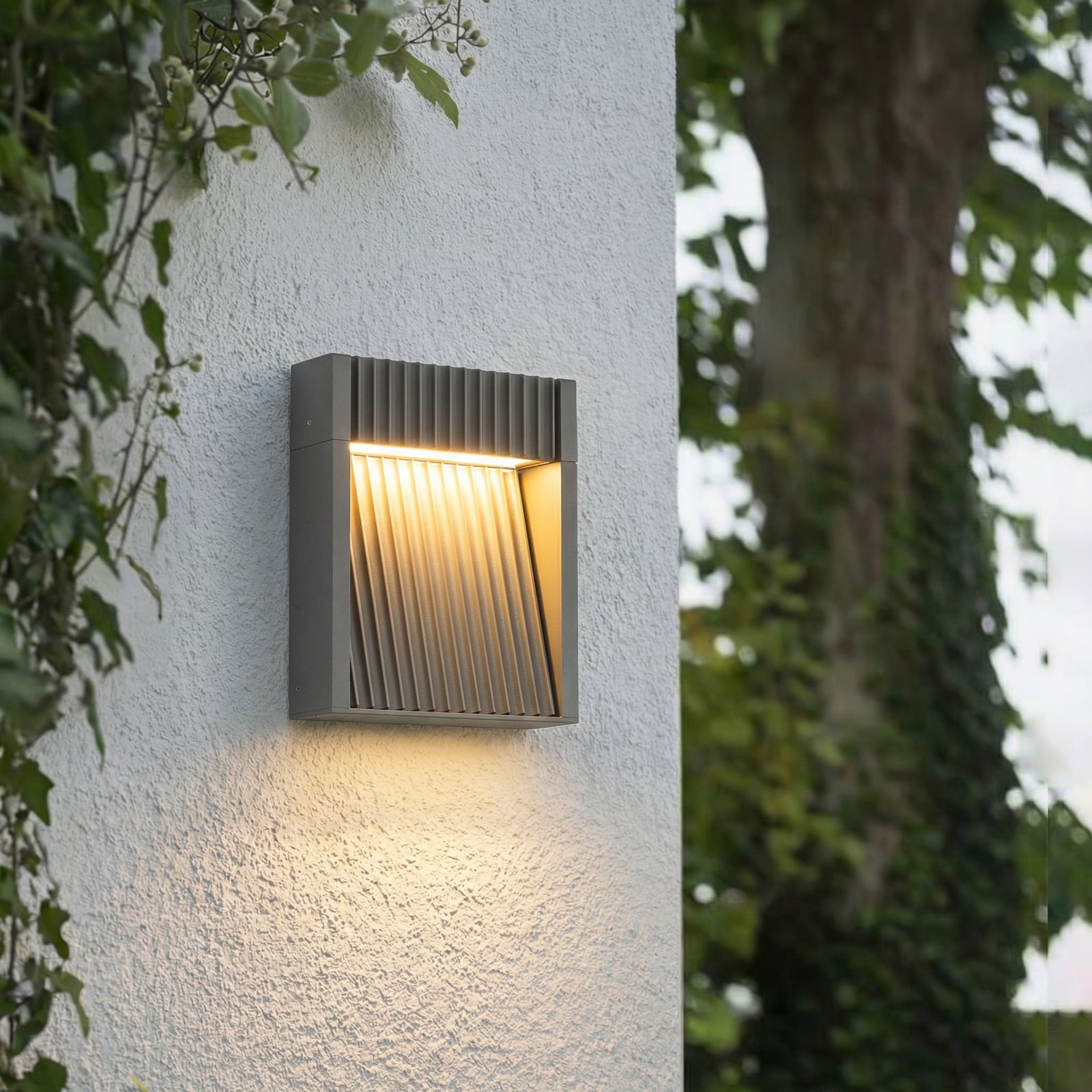 Lucande LED εξωτερικός φωτισμός τοίχου Tavion, 16 cm, ανθρακί, IP65