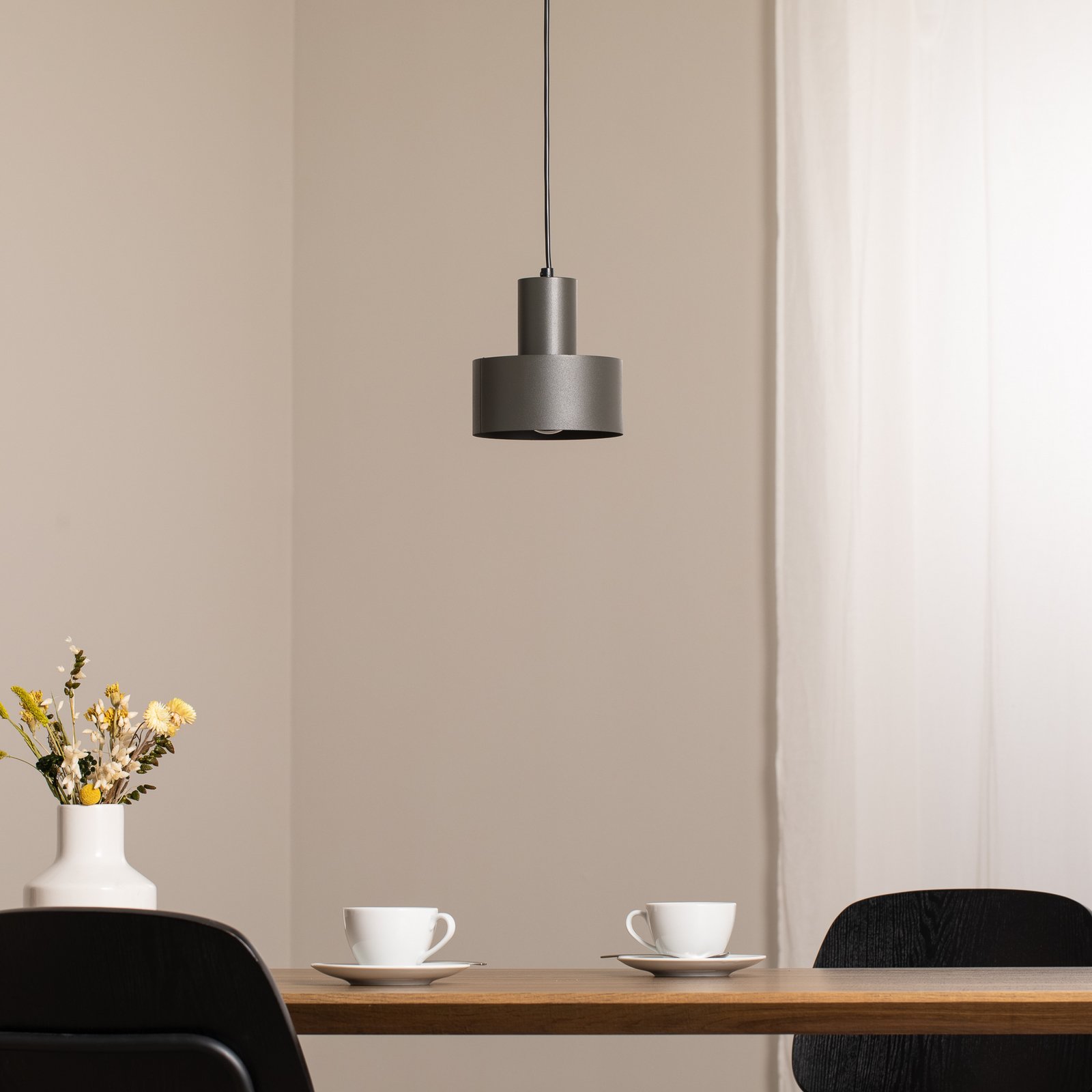 Rif S pendant light, olive green, 1-bulb, Ø 15 cm, steel 