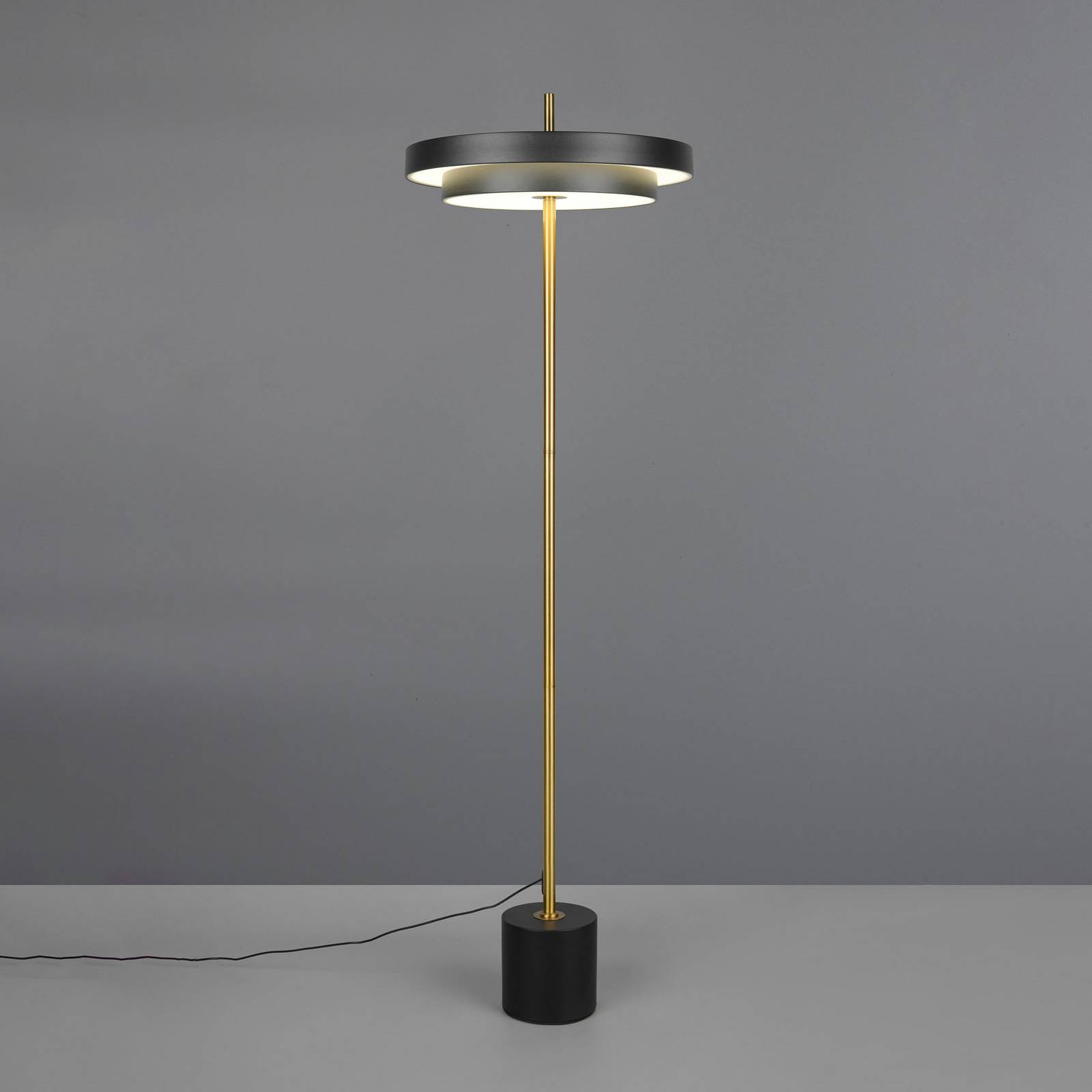 LED-Stehlampe Keaton, schwarz/goldfarben, Höhe 138 cm, CCT günstig online kaufen