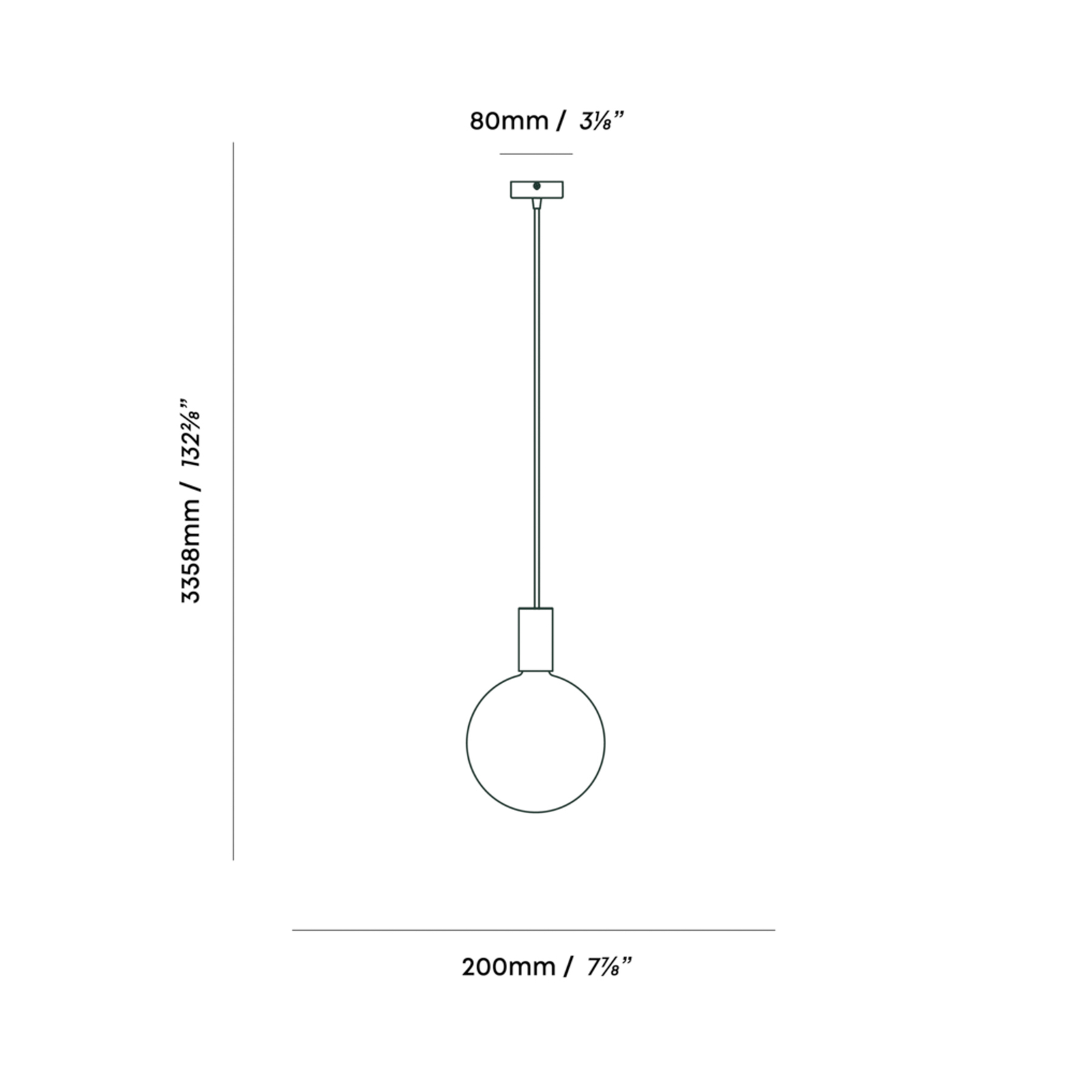 Alumina Single Taklampa w/1 Sphere V - Tala