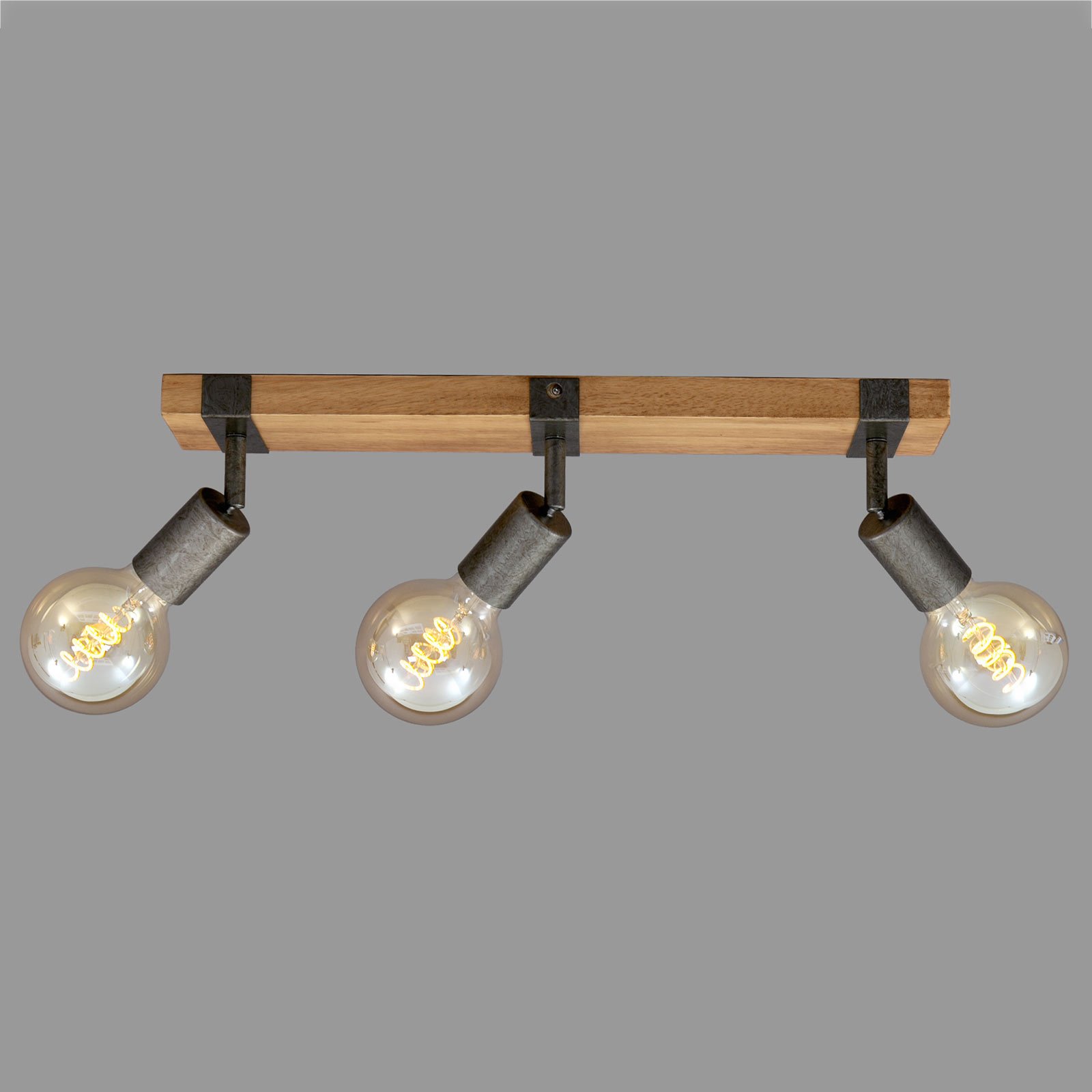 Wood Basic ceiling light, 3-bulb