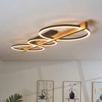 Lampa sufitowa LED Tovak, sosna, długość 114,8 cm, 3-punktowa, drewno