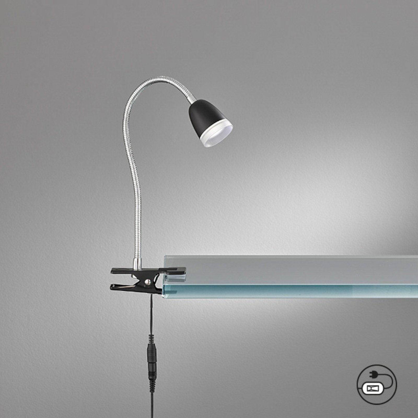 Lampa z klipsem LED Nox, szara czarna