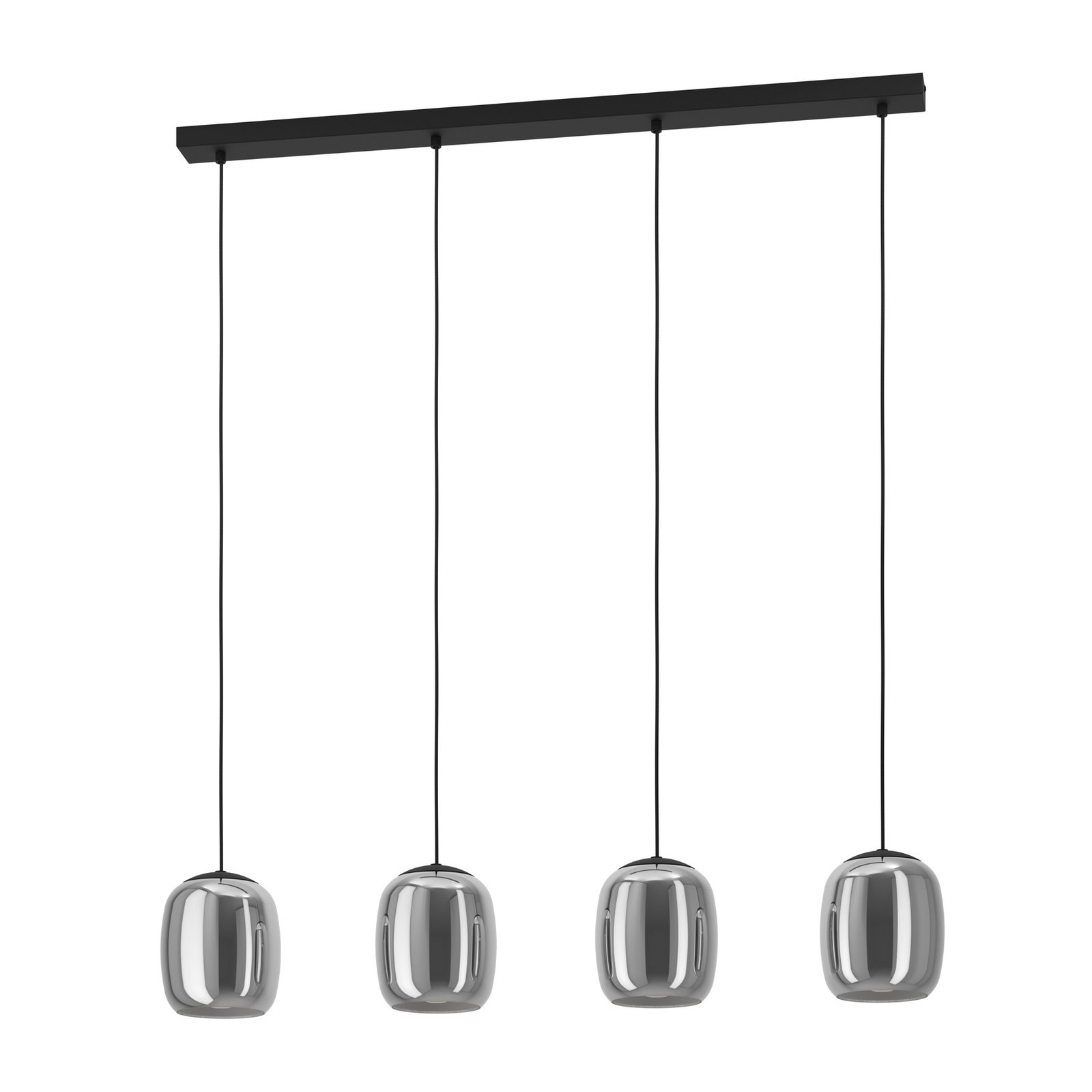 Ciampino pendant light, black, 4-bulb.