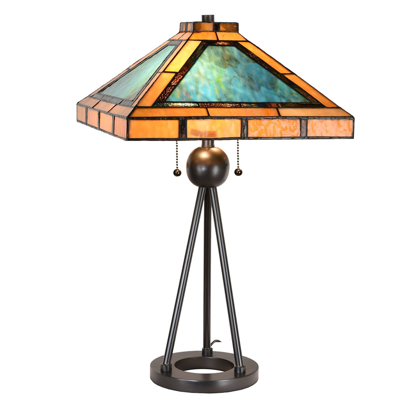 Levně Stolní lampa 5LL-6164, design Tiffany zelená/hnědá
