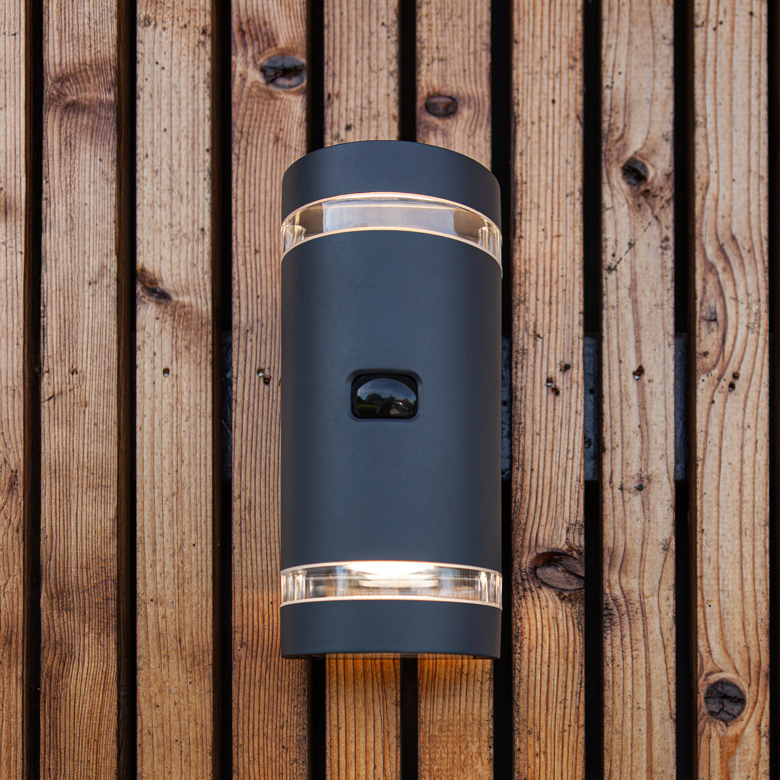 Sensor-Außenwandlampe FOCUS ROUND, dunkelgrau, 2 x GU10 IP44