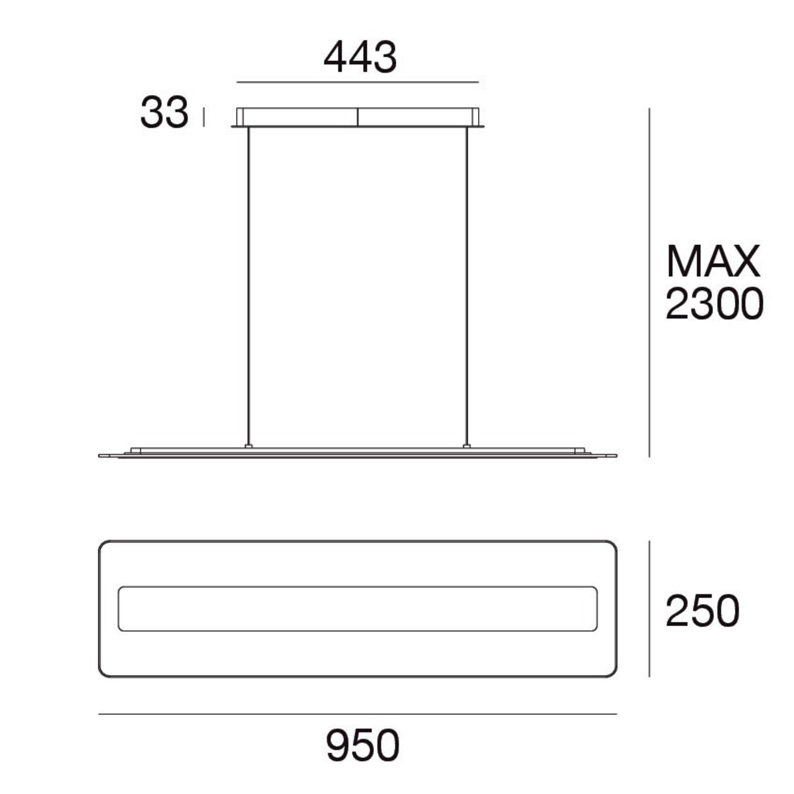 LED-Hängeleuchte Antille aus Glas, rechteckig