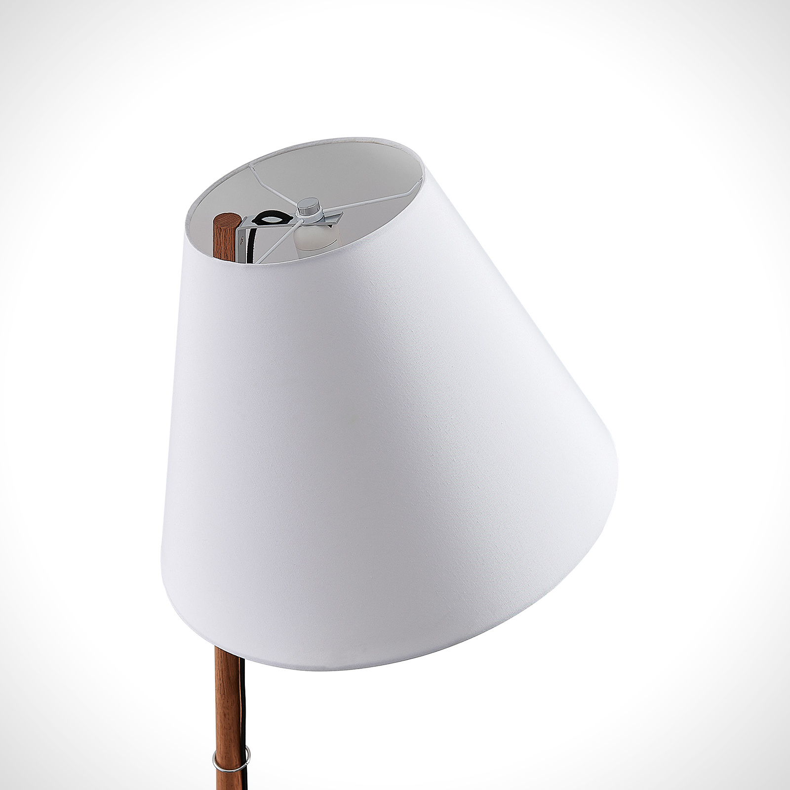 Lucande Jinda lampadaire support bois, tissu blanc