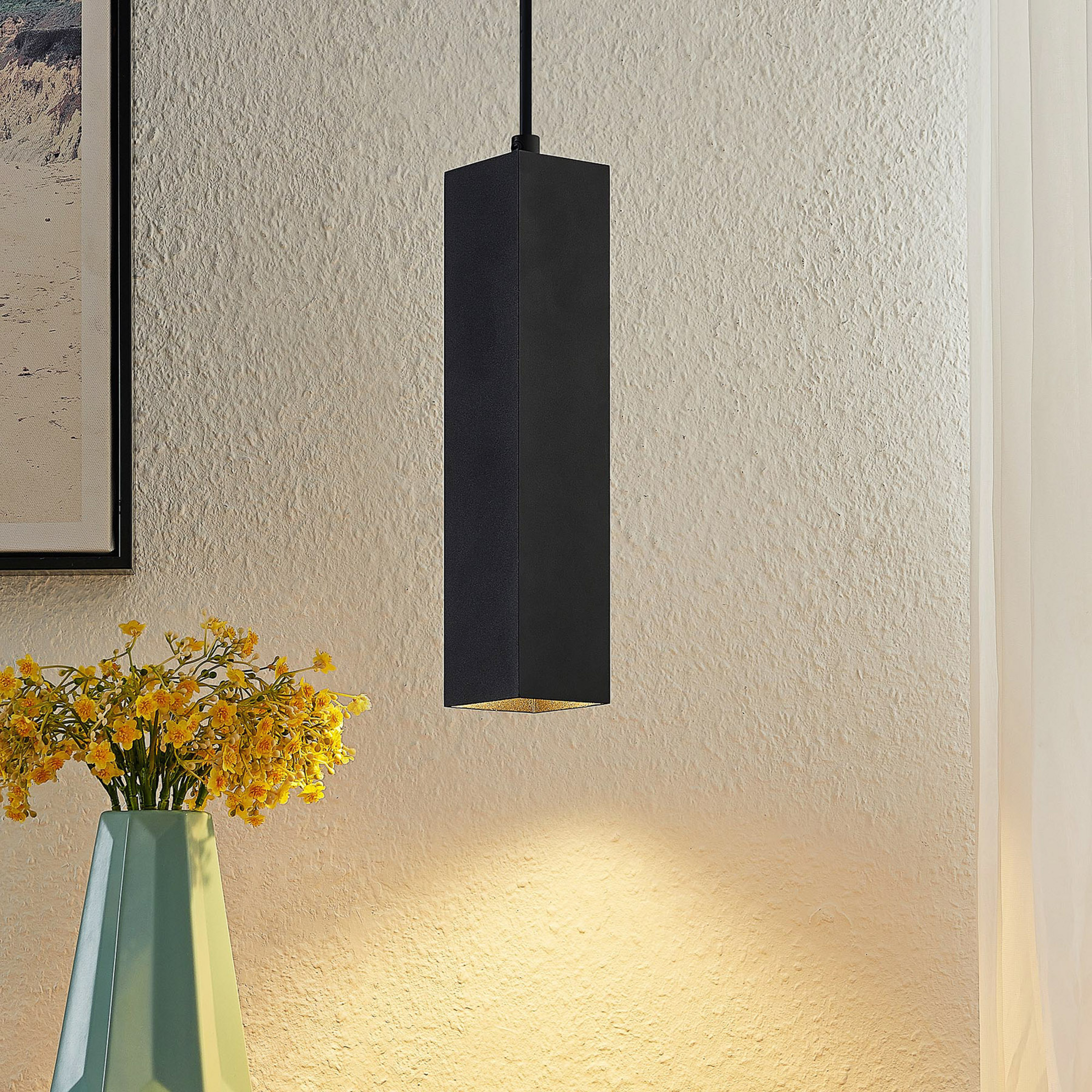 Prios viseća lampa Neliyah, 6 cm x 6 cm, crna, metal, GU10
