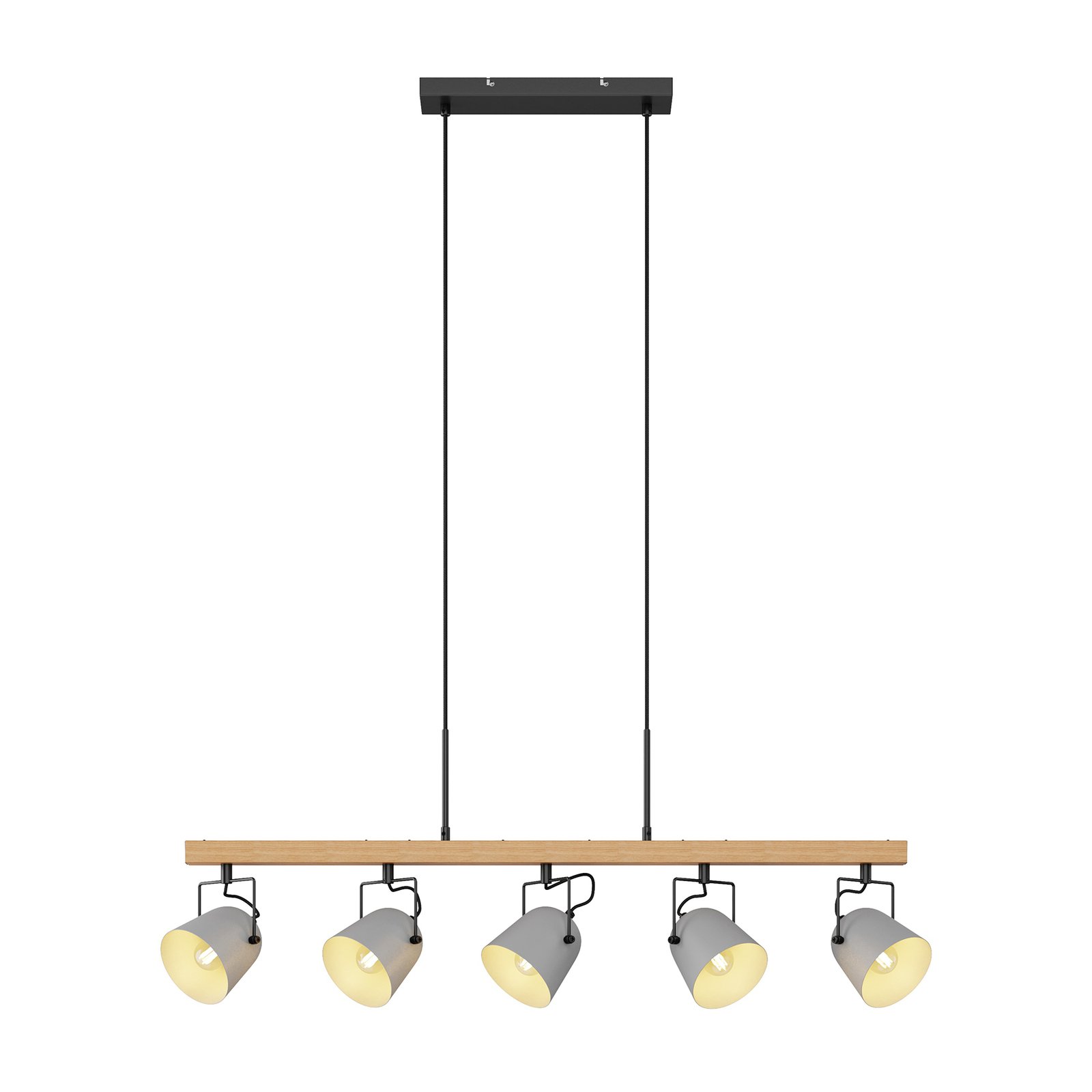 Lindby Adalin hanging light, five-bulb, grey