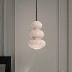 Hängeleuchte Oman, grau glänzend, Glas, Ø 14 cm