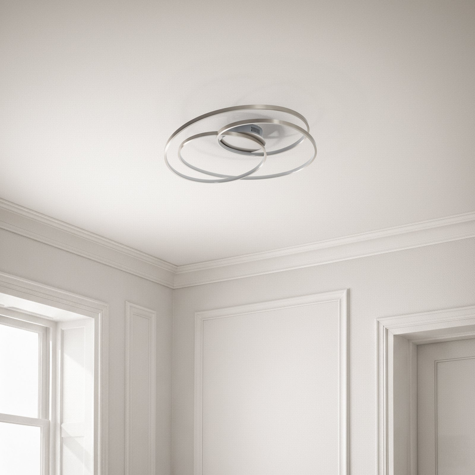 Lindby Joline LED ceiling lamp, Ø 60 cm, nickel-coloured, metal Lindby Joline LED ceiling lamp, Ø 60 cm, nickel-coloured, metal