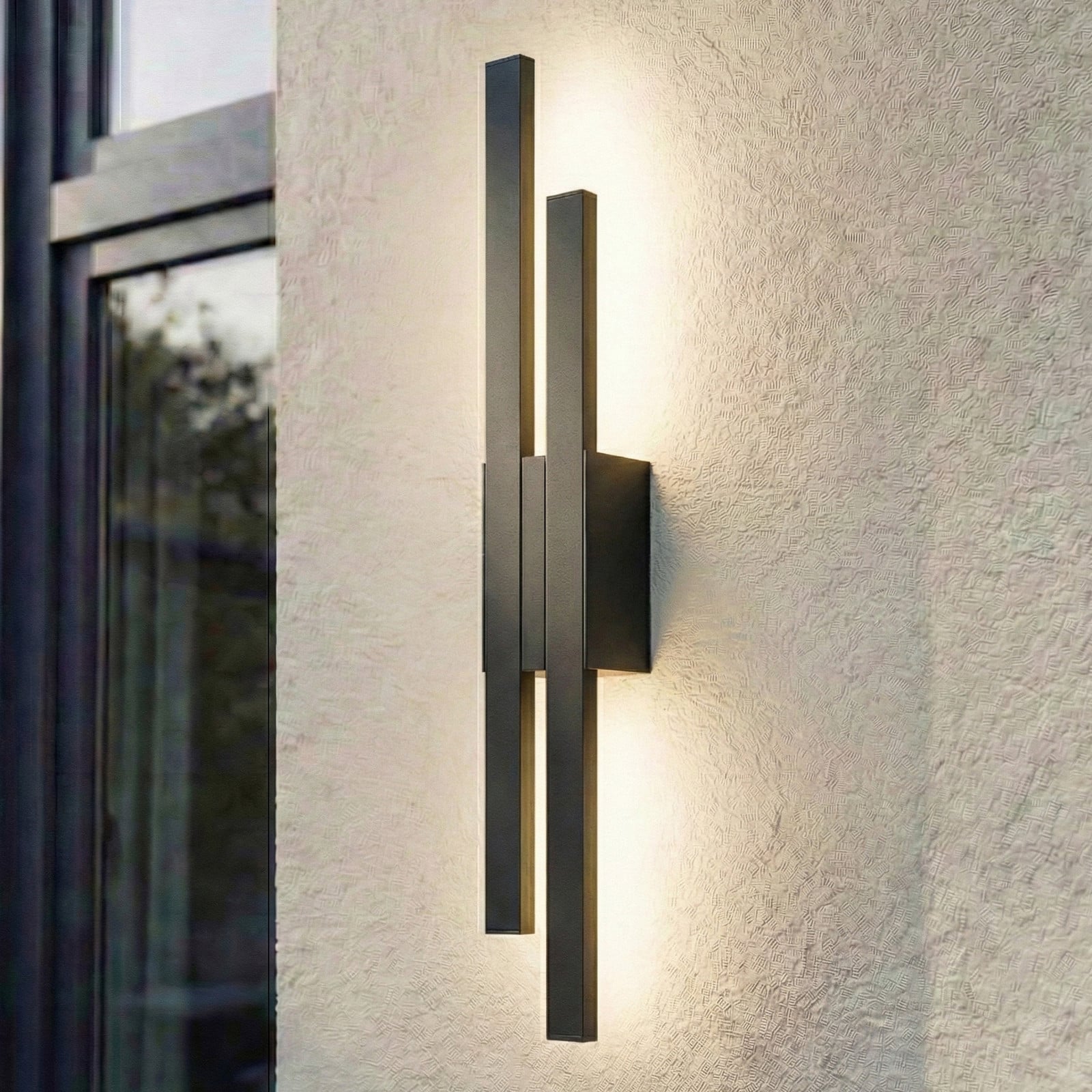 Sakari 2 LED utomhusv&auml;gglampa svart Lindby - Terrass - Modern - Aluminium - Med flera ljusk&auml;llor