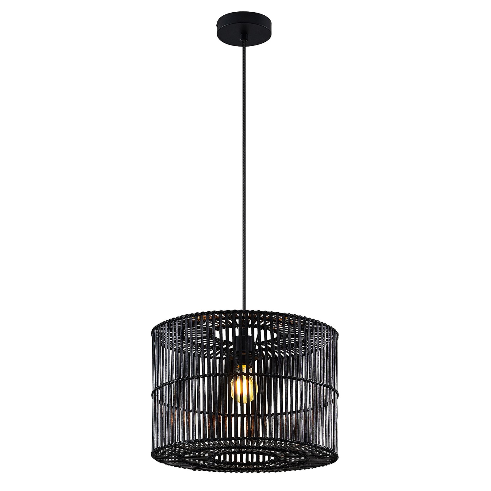 Lindby bamboe-hanglamp, zwart, | Lampen24.be
