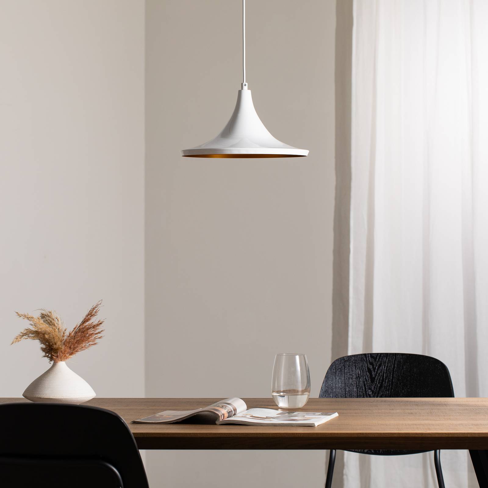 Lampa wisząca Genisy, biała, Ø 31 cm, metal, E27