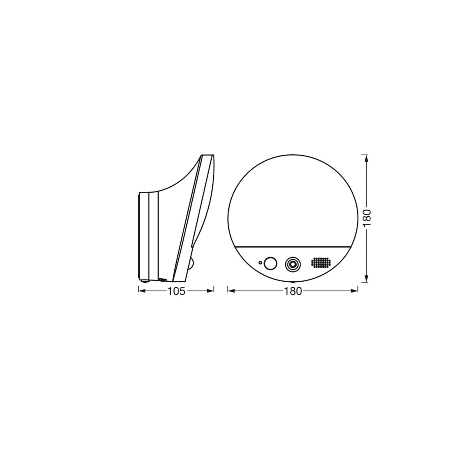 OSRAM SMART+ WiFi Außenwandlampe ROUND, Kamera, Sensor, grau