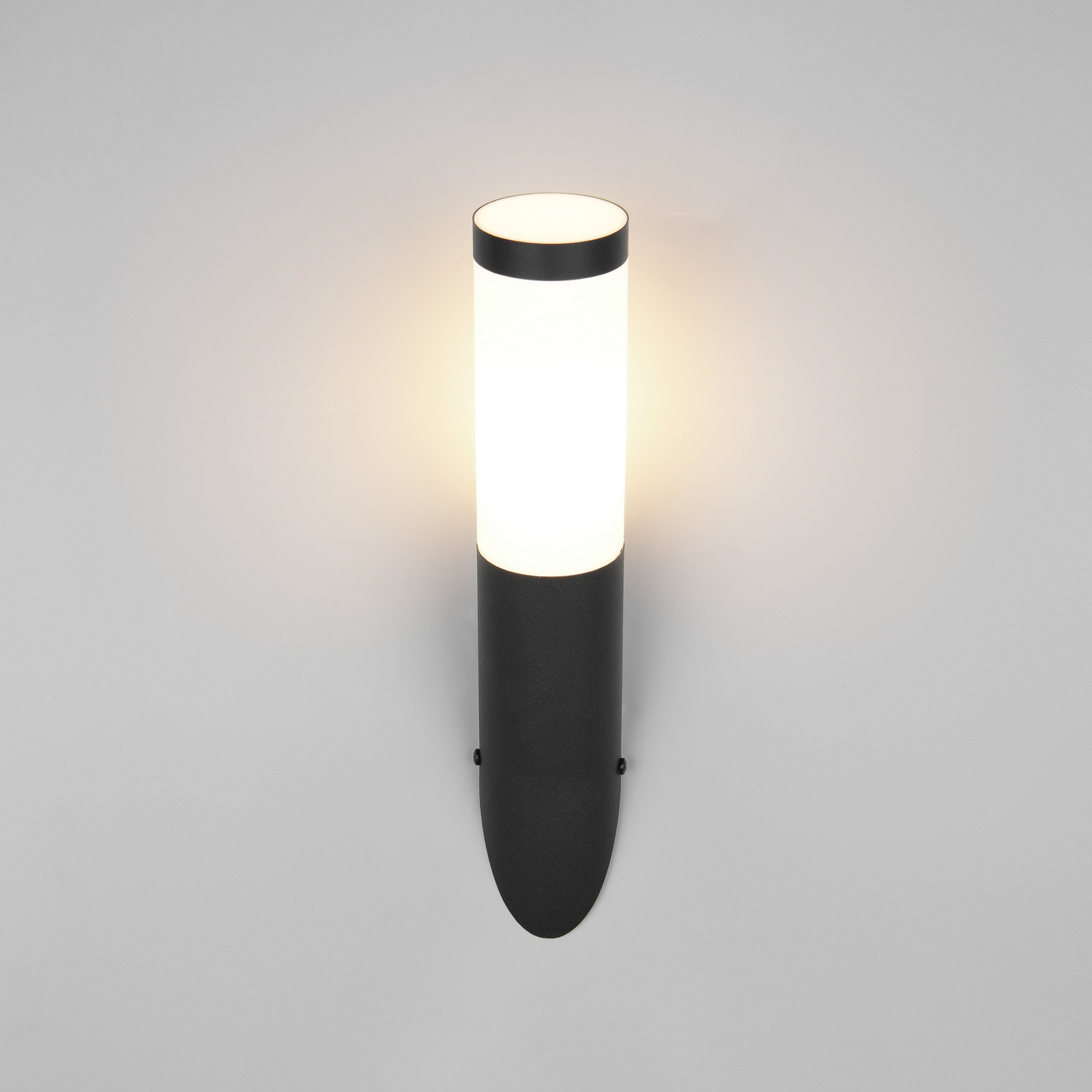 Ulkoseinälamppu Trioto, mattamusta, korkeus 39 cm, ruostumaton teräs