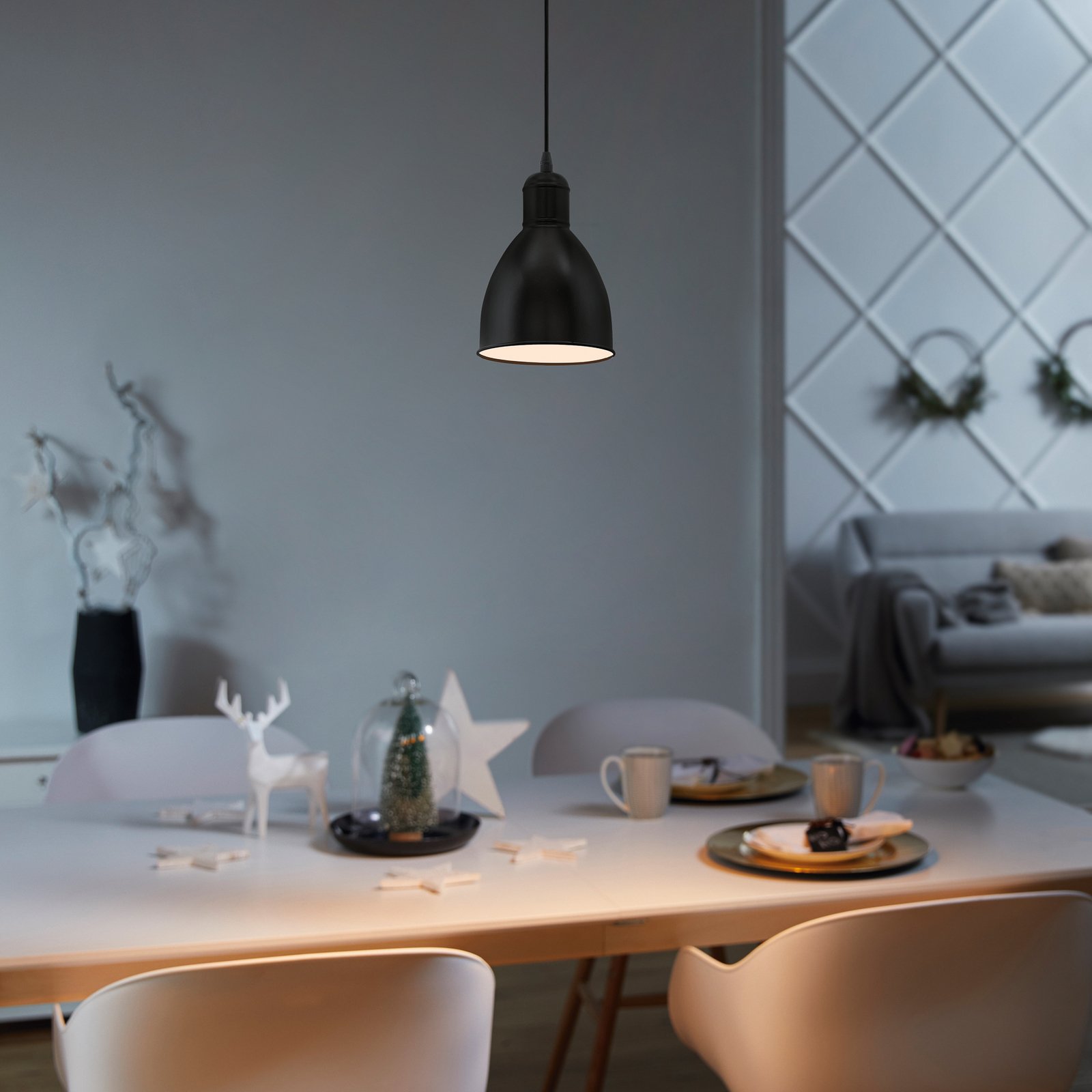 Vintage viseča luč Priddy 1 1-light, črna Vintage viseča luč Priddy 1 1-light, črna