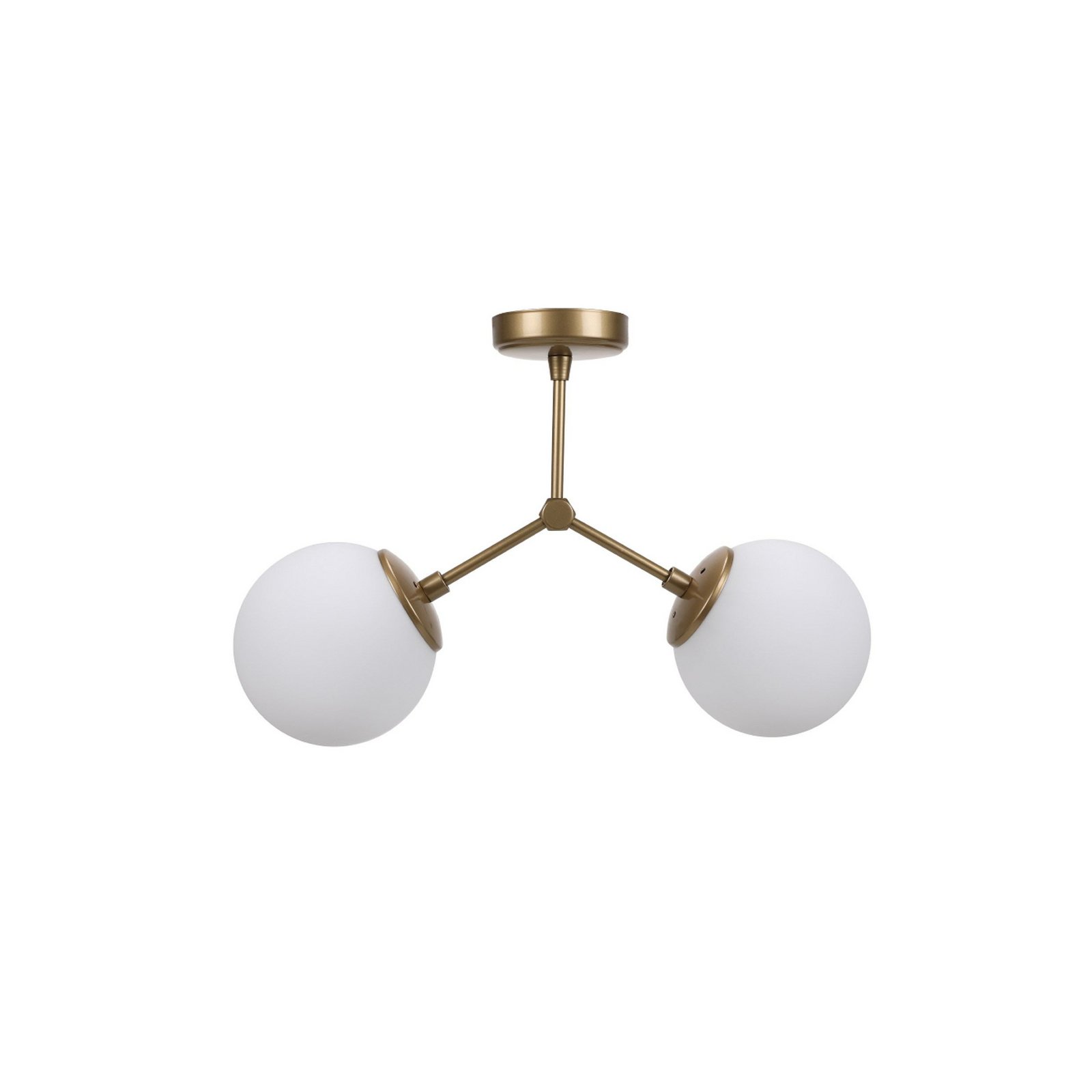 Plafonnier Damar, doré, verre, à 2 lampes, longueur 44 cm, E27