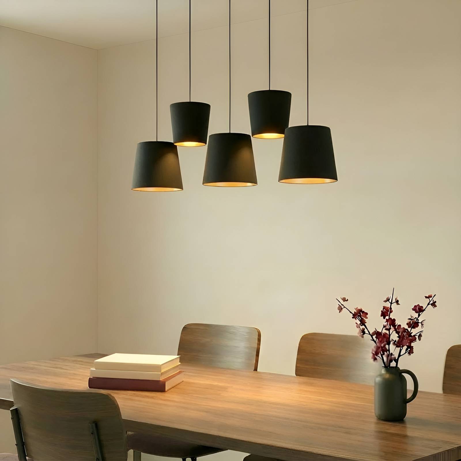 Lucande Thamila Hängeleuchte, schwarz, gold, Eisen günstig online kaufen