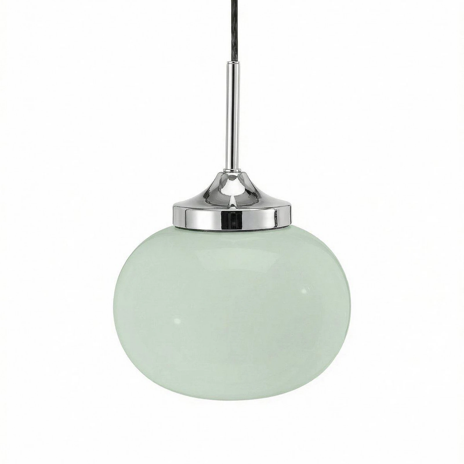 Lampa za vješanje Elsy, svijetlozelena/krom, Ø 18 cm, staklo, utikač