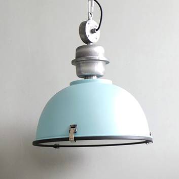 Lichtblauwe industriële hanglamp Bikkel