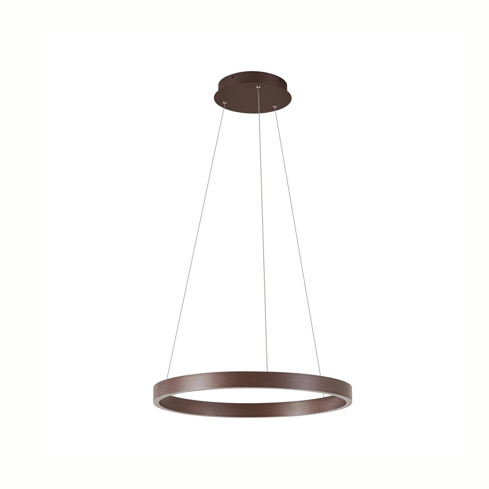 Lucande LED-Hängeleuchte Yonam, Ø 60 cm, 1-flg., braun, CCT