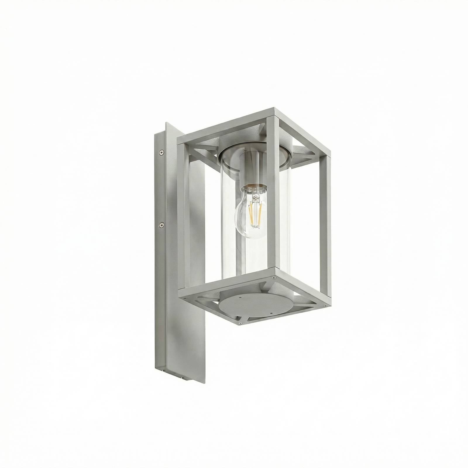 Lucande Außenwandlampe Ferda, Fassung unten, hellgrau, IP44