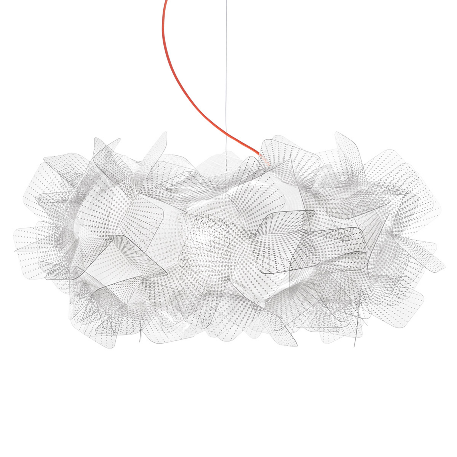Slamp Clizia Pixel hanging lamp, red cable Ø 53 cm, for Living / Dining Room, Cristalflex®, E27, 10 W, energy efficiency: A++, H: 25 cm