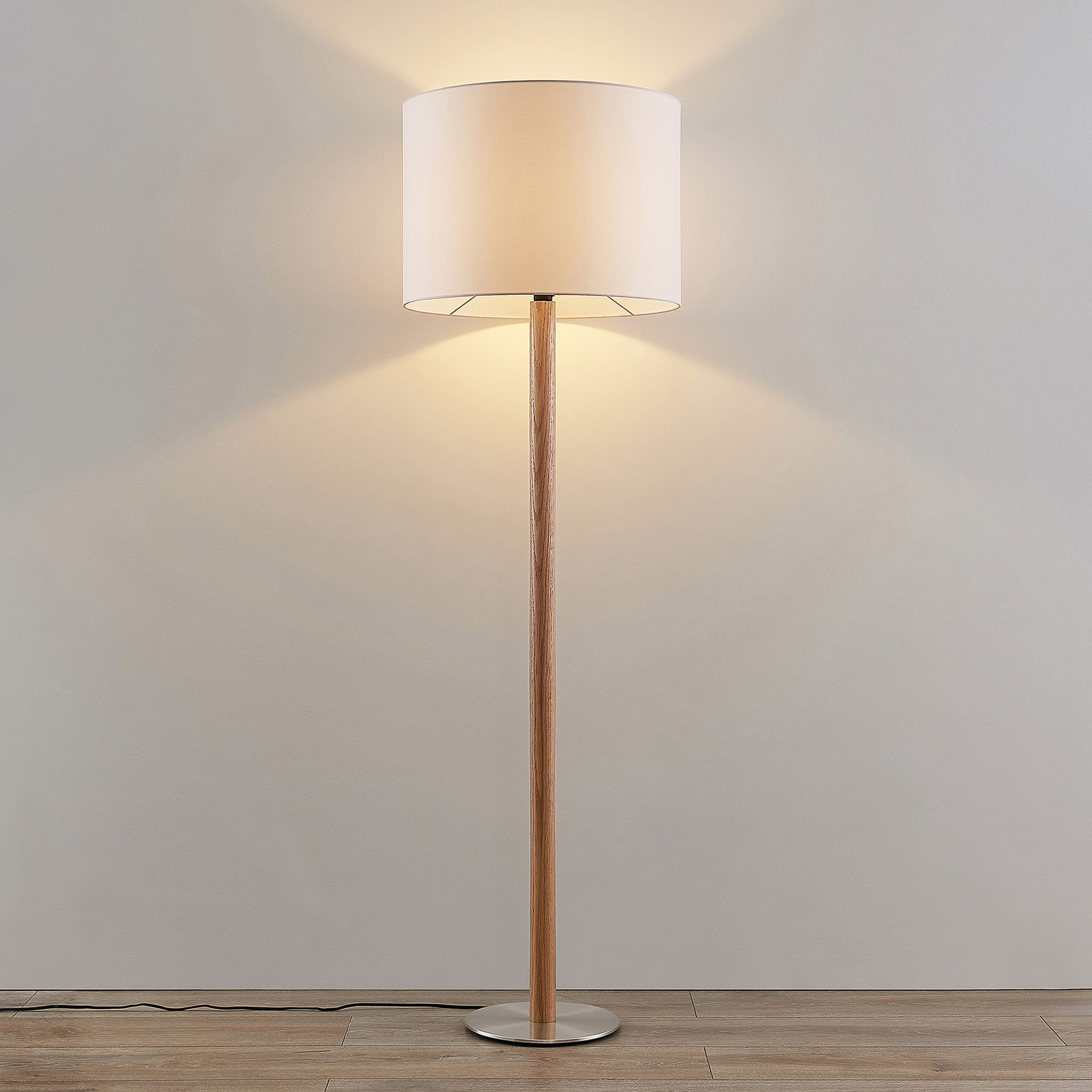 Lucande Heily vloerlamp, cilinder, 35 cm, wit